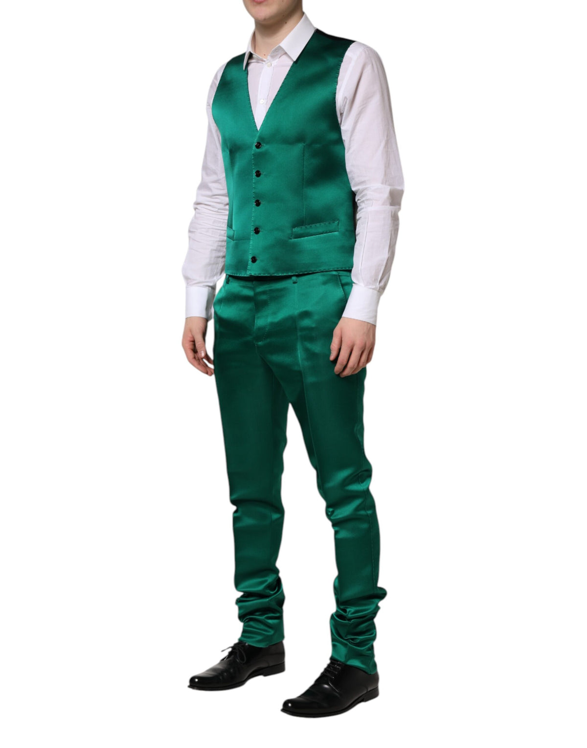 Dolce & Gabbana Green Silk 3 Piece Single Breasted Men's Suit