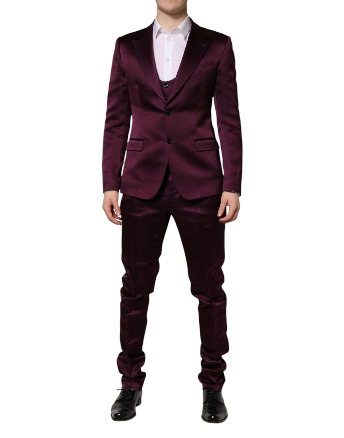 Dolce & Gabbana Dark Purple Silk 3Piece Single Breasted Men's Suit