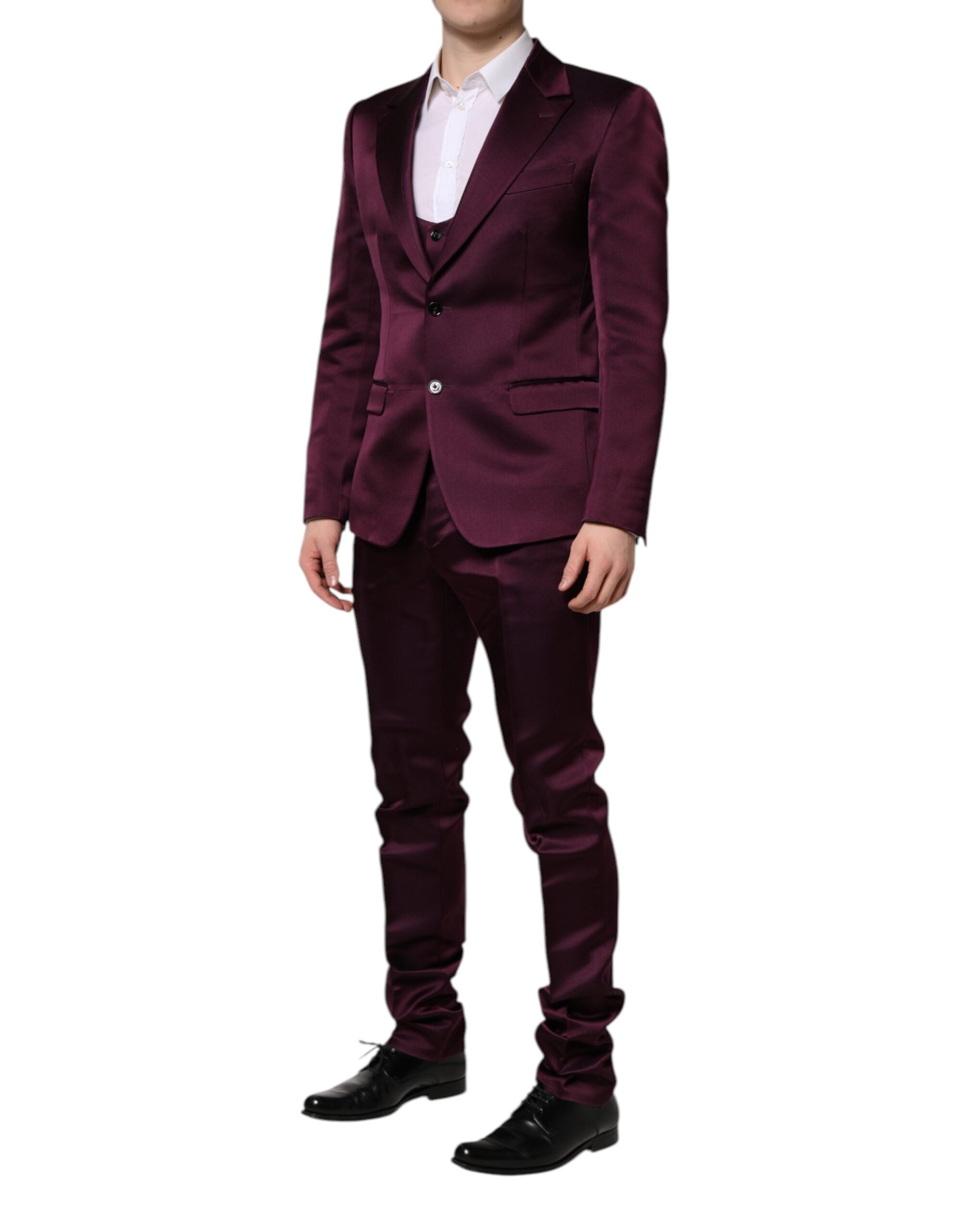 Dolce & Gabbana Dark Purple Silk 3Piece Single Breasted Men's Suit