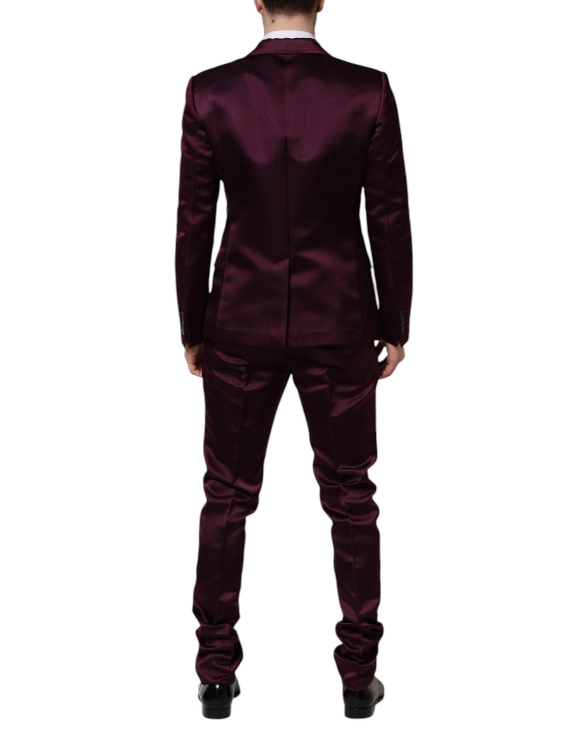 Dolce & Gabbana Dark Purple Silk 3Piece Single Breasted Men's Suit