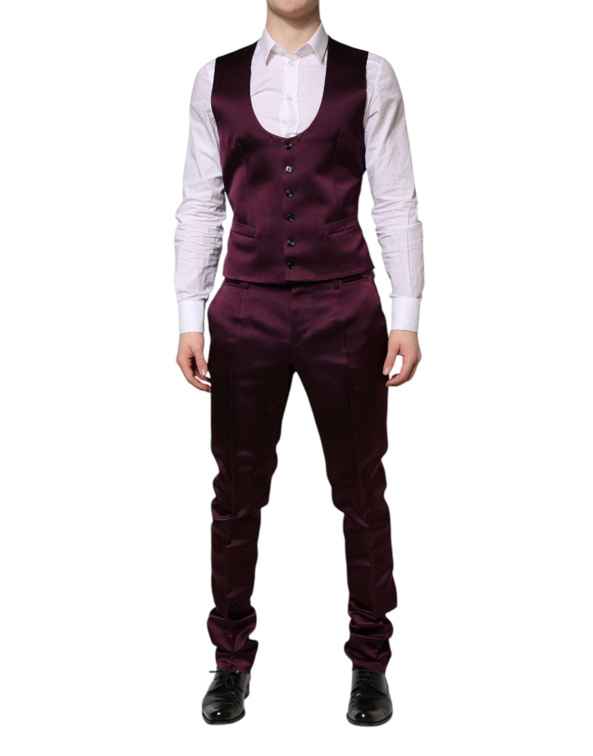 Dolce & Gabbana Dark Purple Silk 3Piece Single Breasted Men's Suit