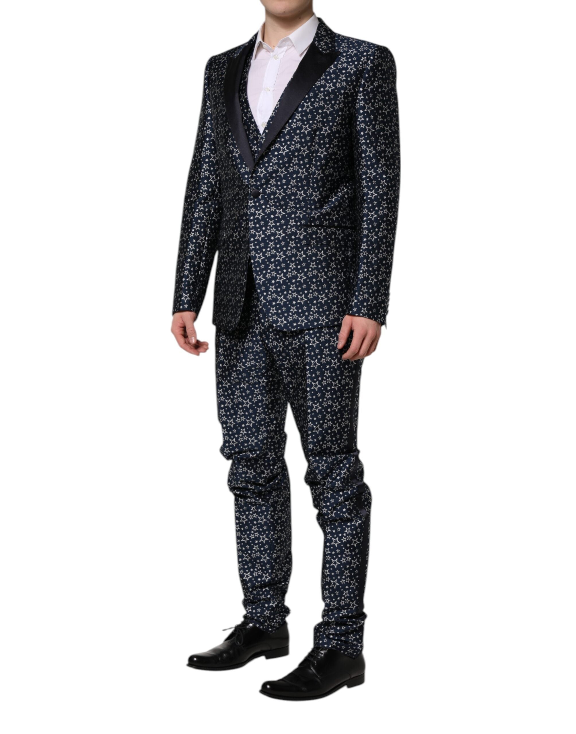 Dolce & Gabbana Blue MARTINI Star Jacquard 3 Piece Men's Suit