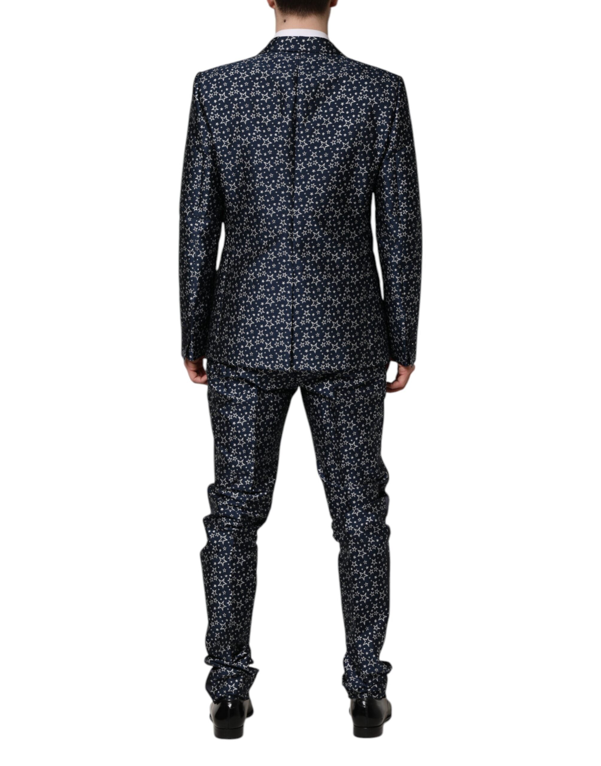 Dolce & Gabbana Blue MARTINI Star Jacquard 3 Piece Men's Suit