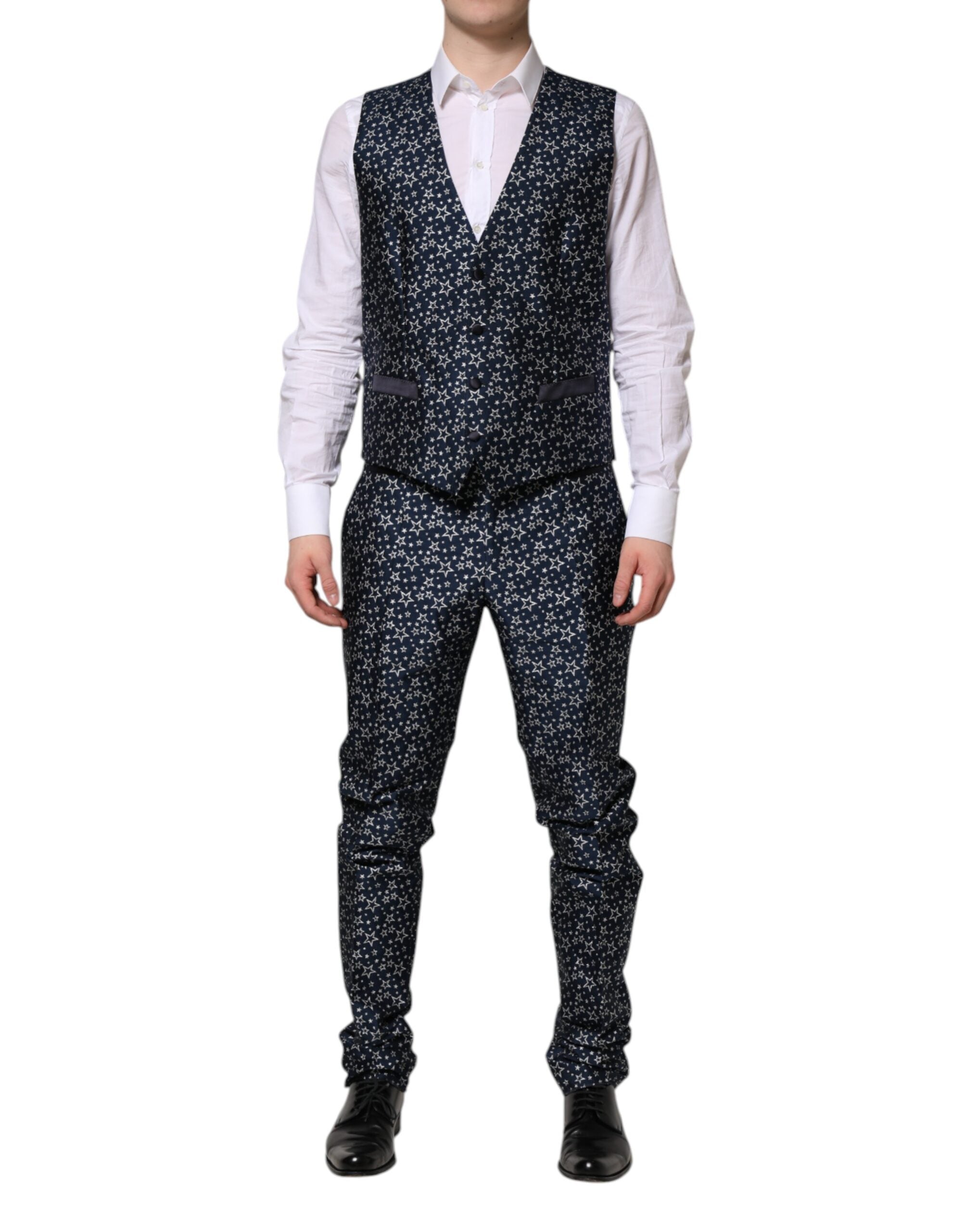 Dolce & Gabbana Blue MARTINI Star Jacquard 3 Piece Men's Suit