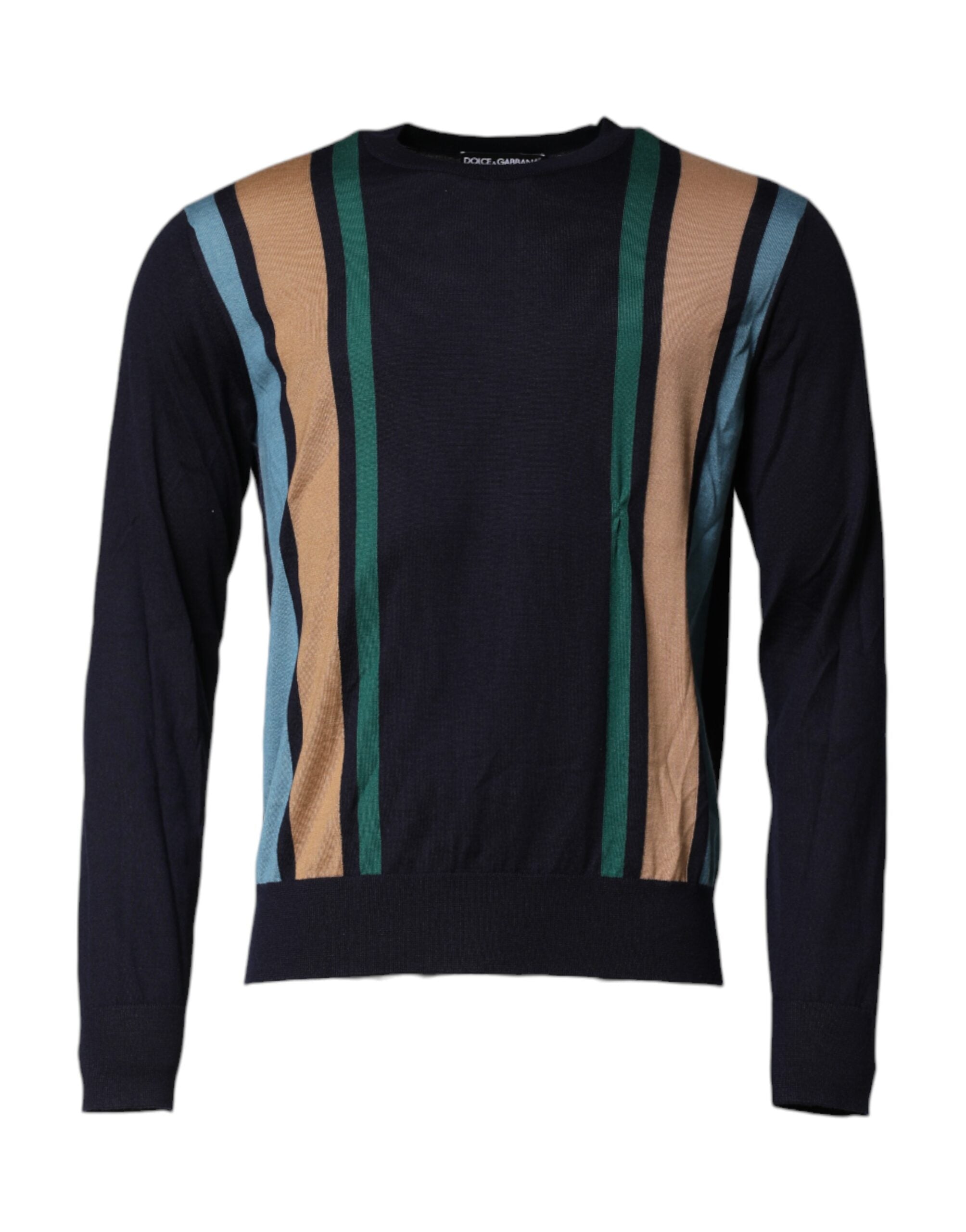 Dolce & Gabbana Multicolor Stripes Crew Neck Pullover Men's Sweater (Pre-Owned)