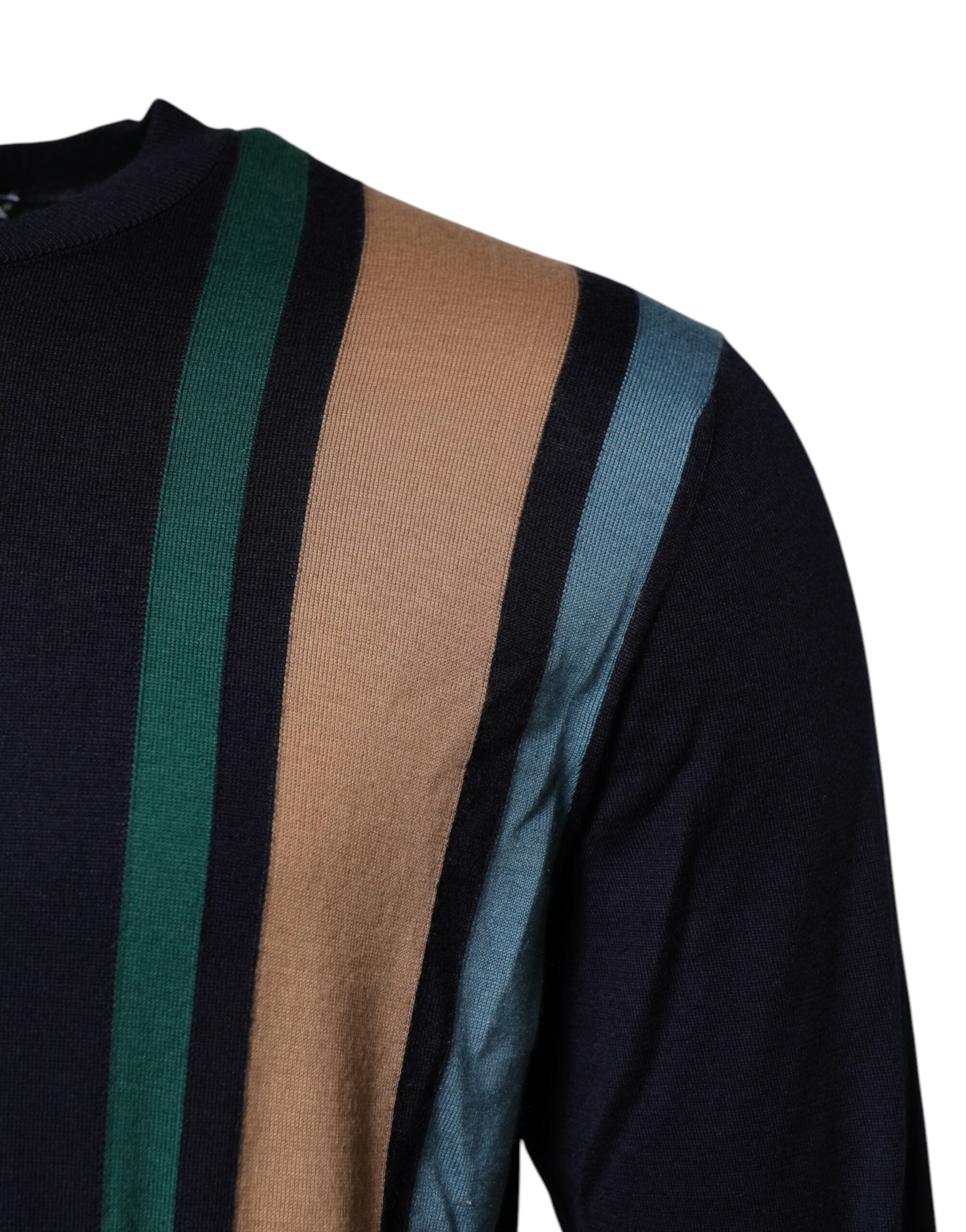 Dolce & Gabbana Multicolor Stripes Crew Neck Pullover Men's Sweater (Pre-Owned)