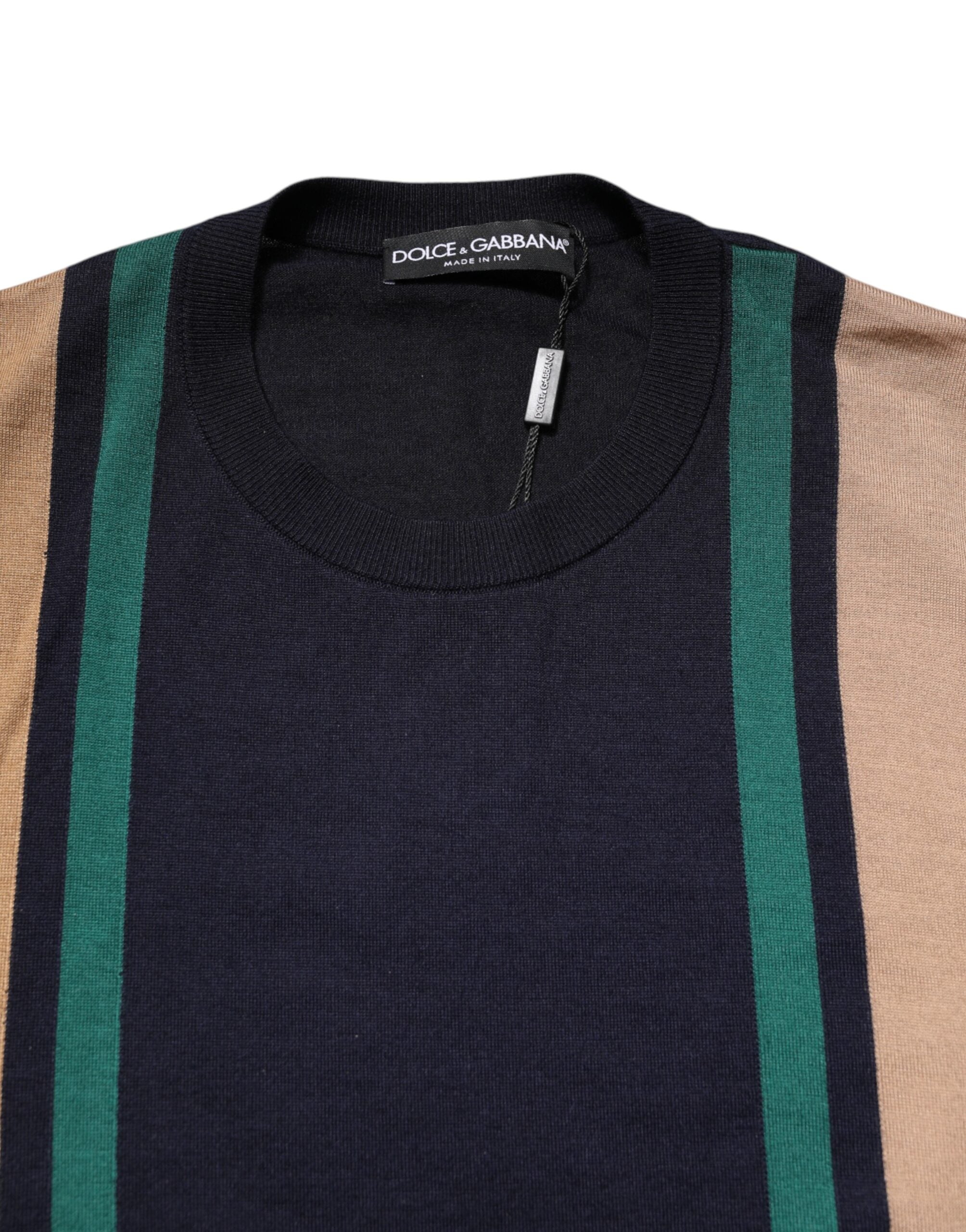 Dolce & Gabbana Multicolor Stripes Crew Neck Pullover Men's Sweater (Pre-Owned)
