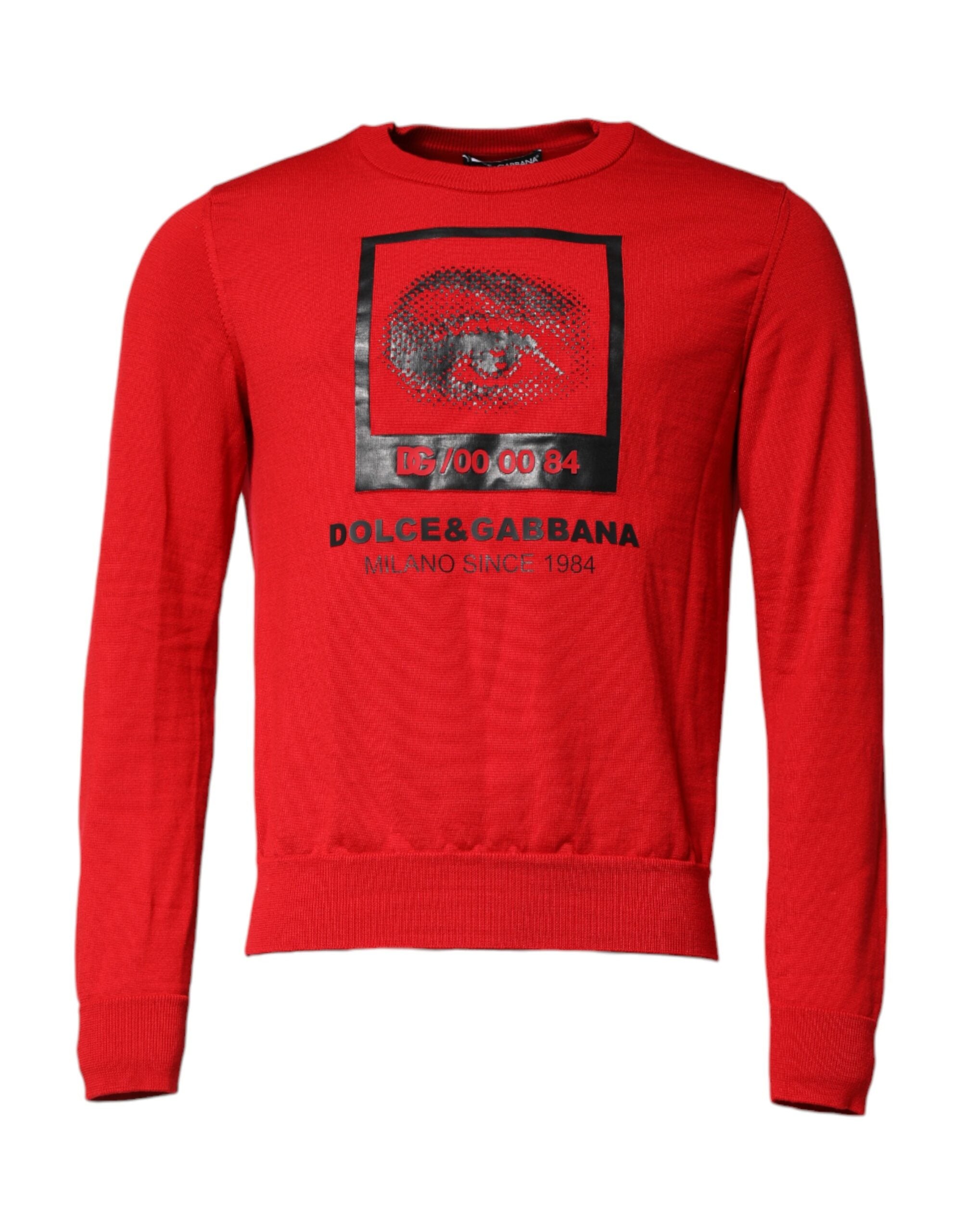 Dolce & Gabbana Red Eye Print Crew Neck Men Pullover Men's Sweater