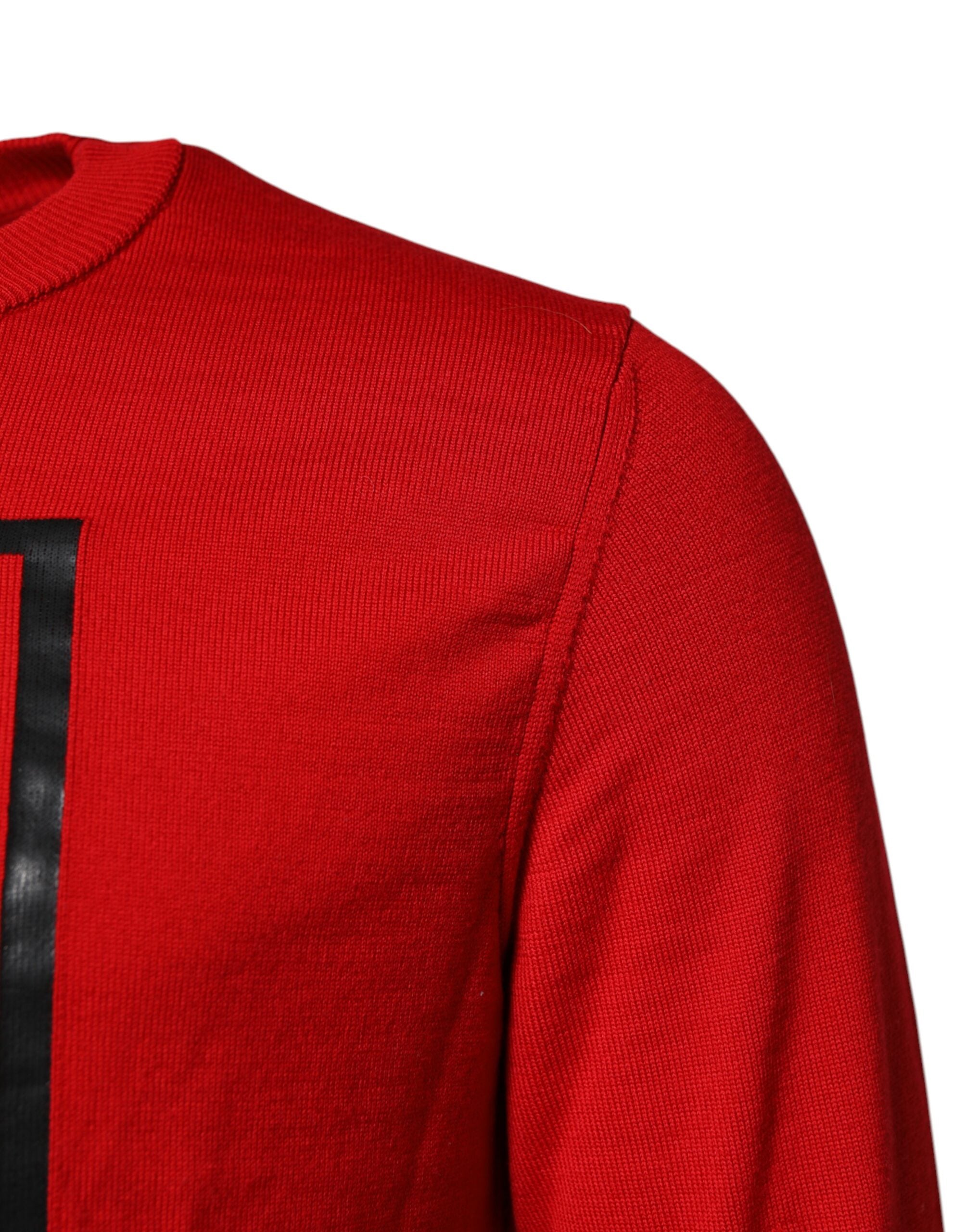 Dolce & Gabbana Red Eye Print Crew Neck Men Pullover Men's Sweater