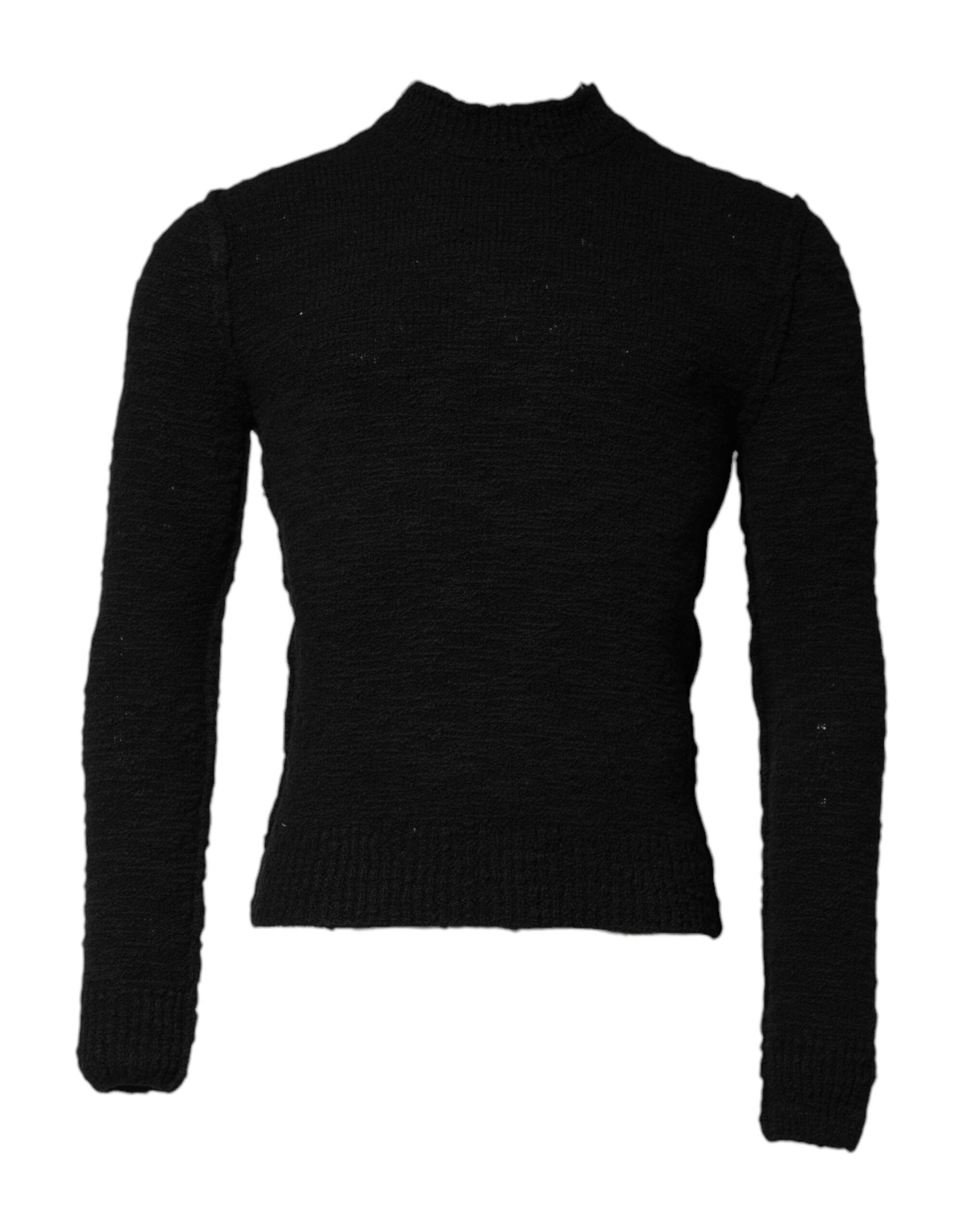 Dolce & Gabbana Black Wool Knit Crew Neck Pullover Men's Sweater