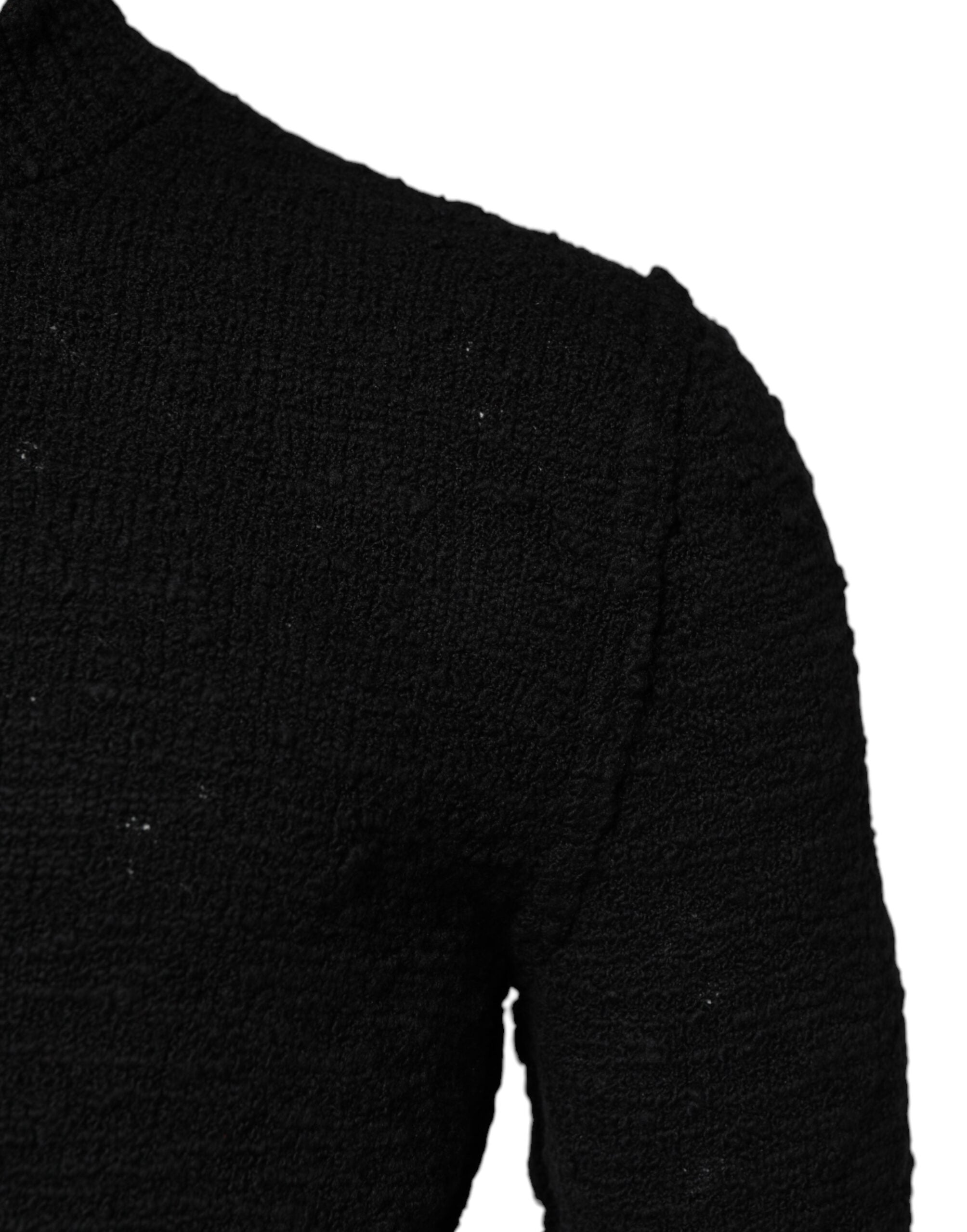 Dolce & Gabbana Black Wool Knit Crew Neck Pullover Men's Sweater