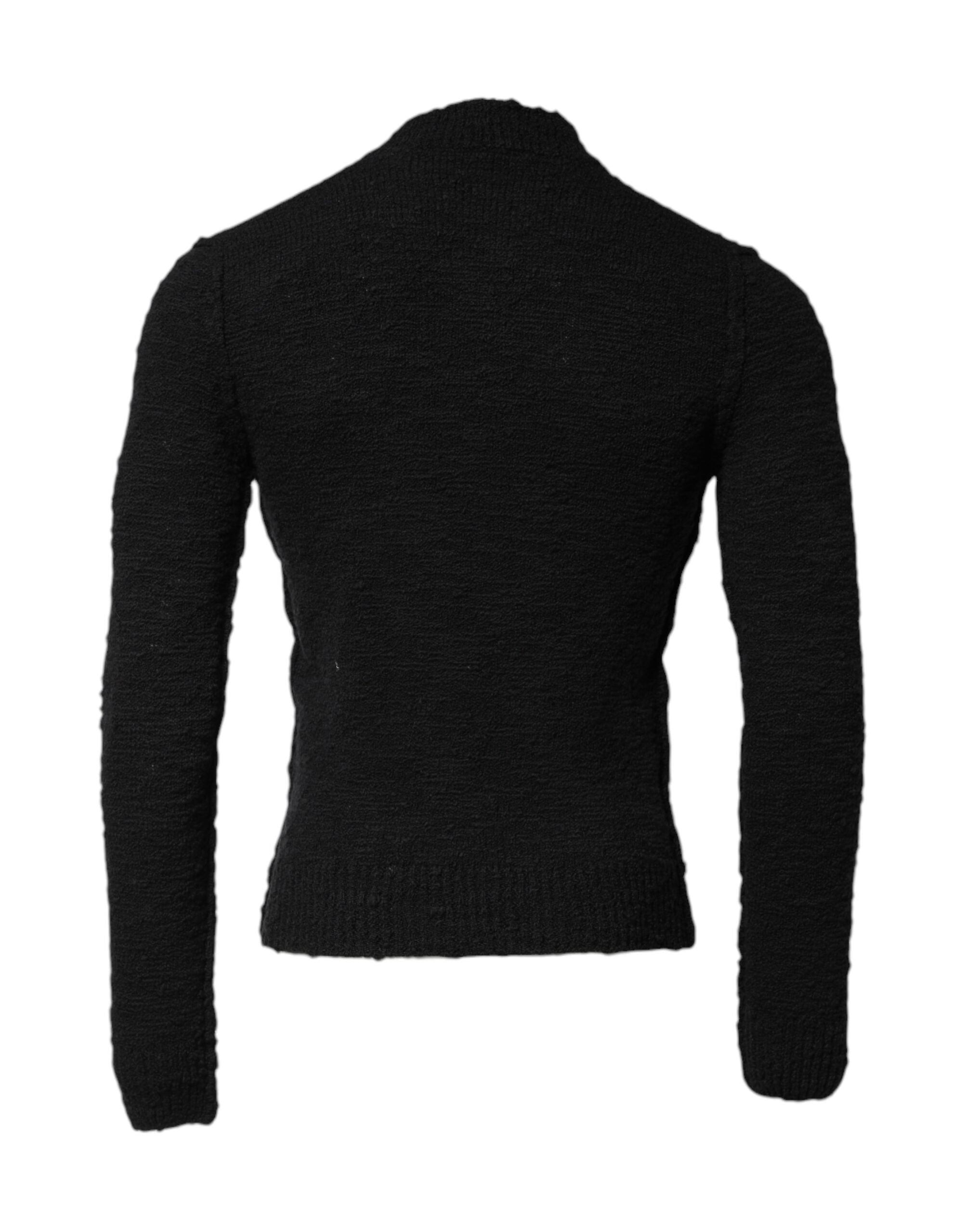 Dolce & Gabbana Black Wool Knit Crew Neck Pullover Men's Sweater
