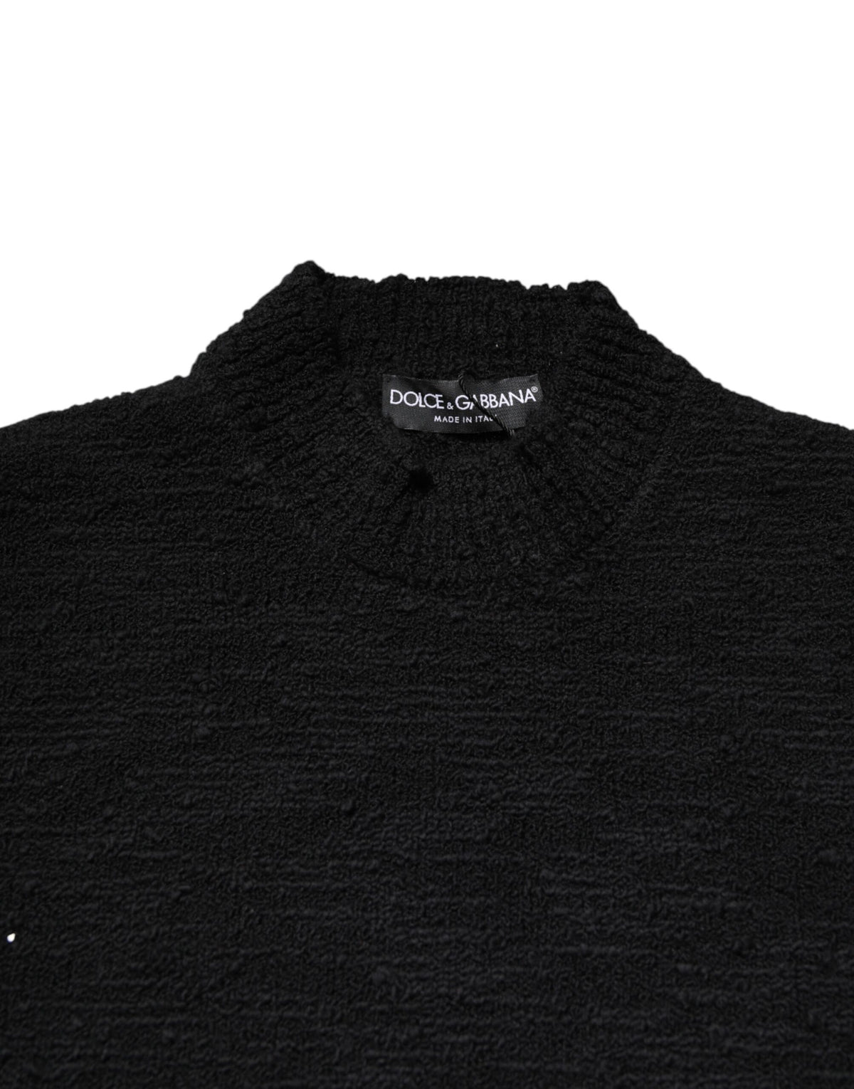 Dolce & Gabbana Black Wool Knit Crew Neck Pullover Men's Sweater