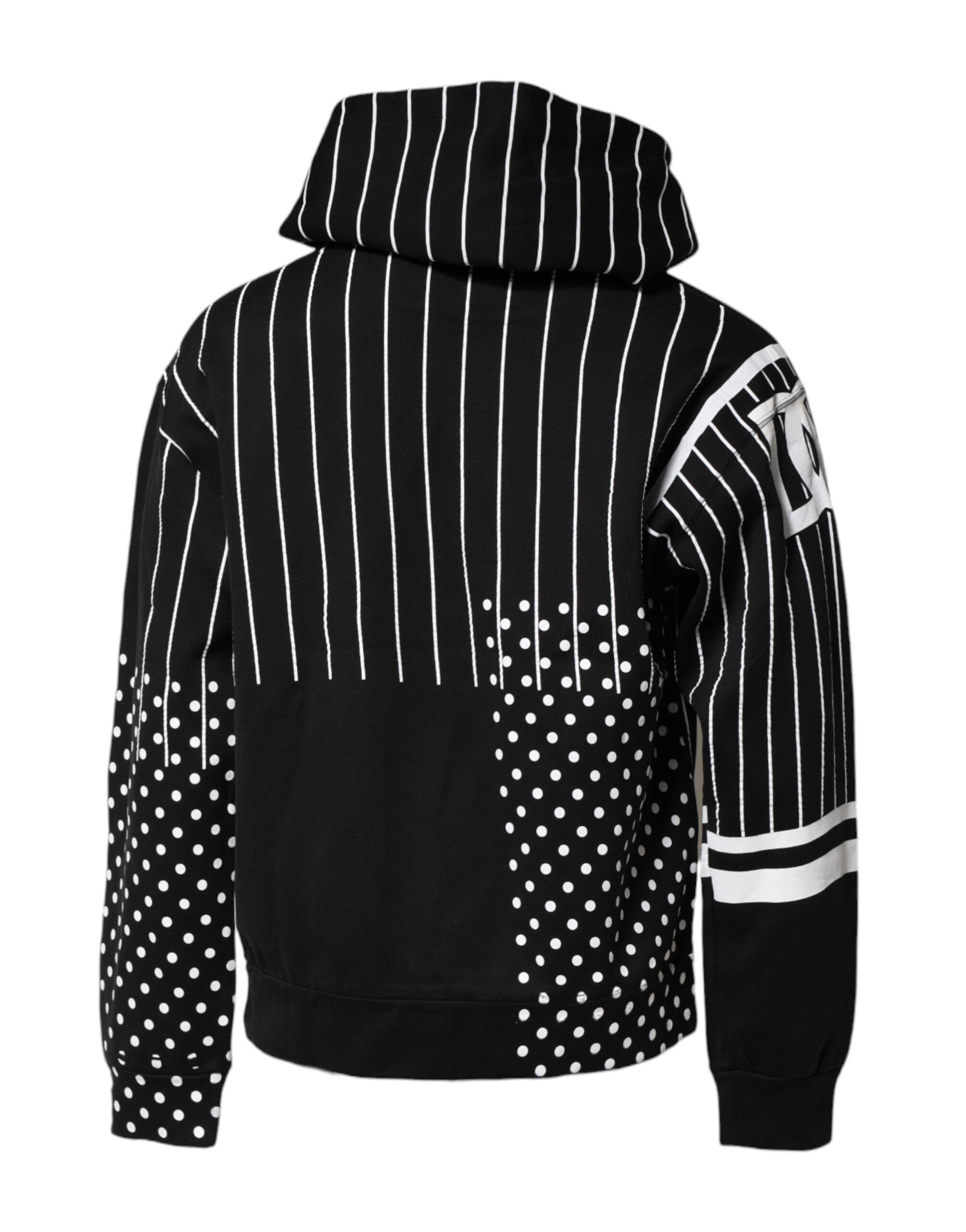 Dolce & Gabbana Black White Stripe Hooded Sweatshirt Men's Sweater