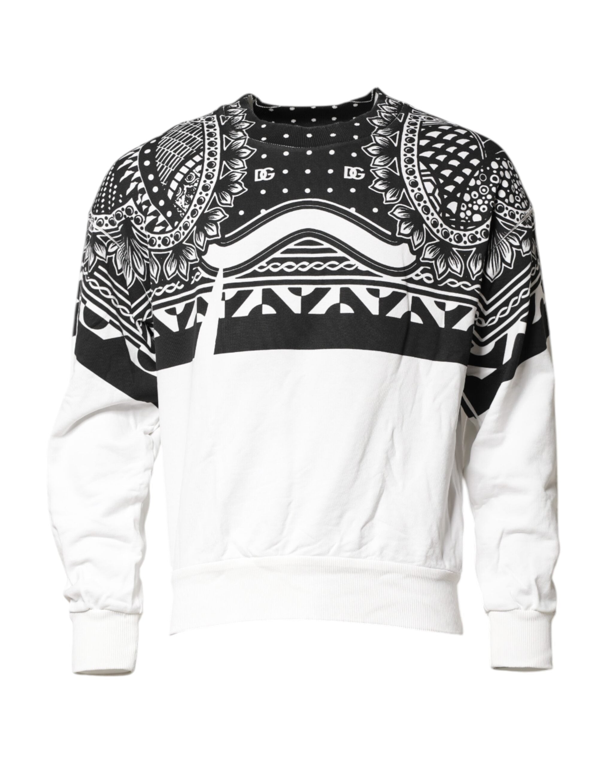 Dolce & Gabbana Black White Bandana Cotton Men Sweatshirt Men's Sweater
