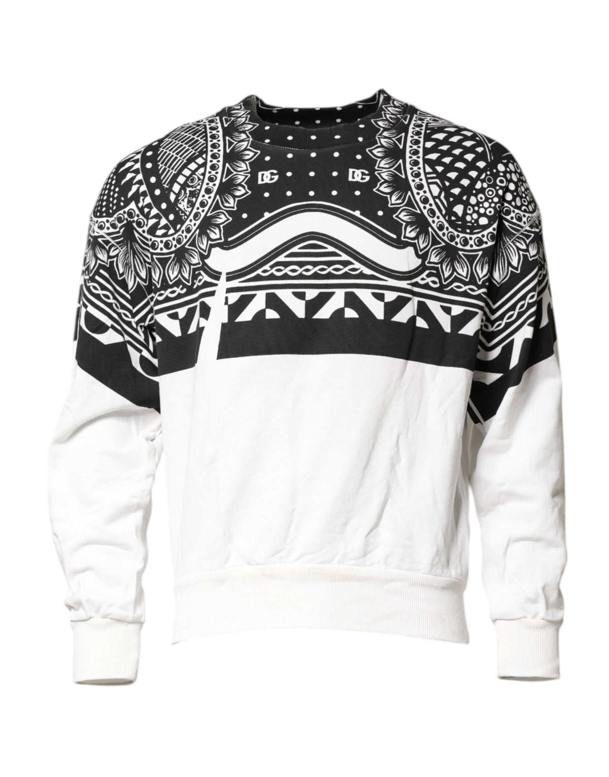 Dolce & Gabbana Black White Bandana Cotton Men Sweatshirt Men's Sweater