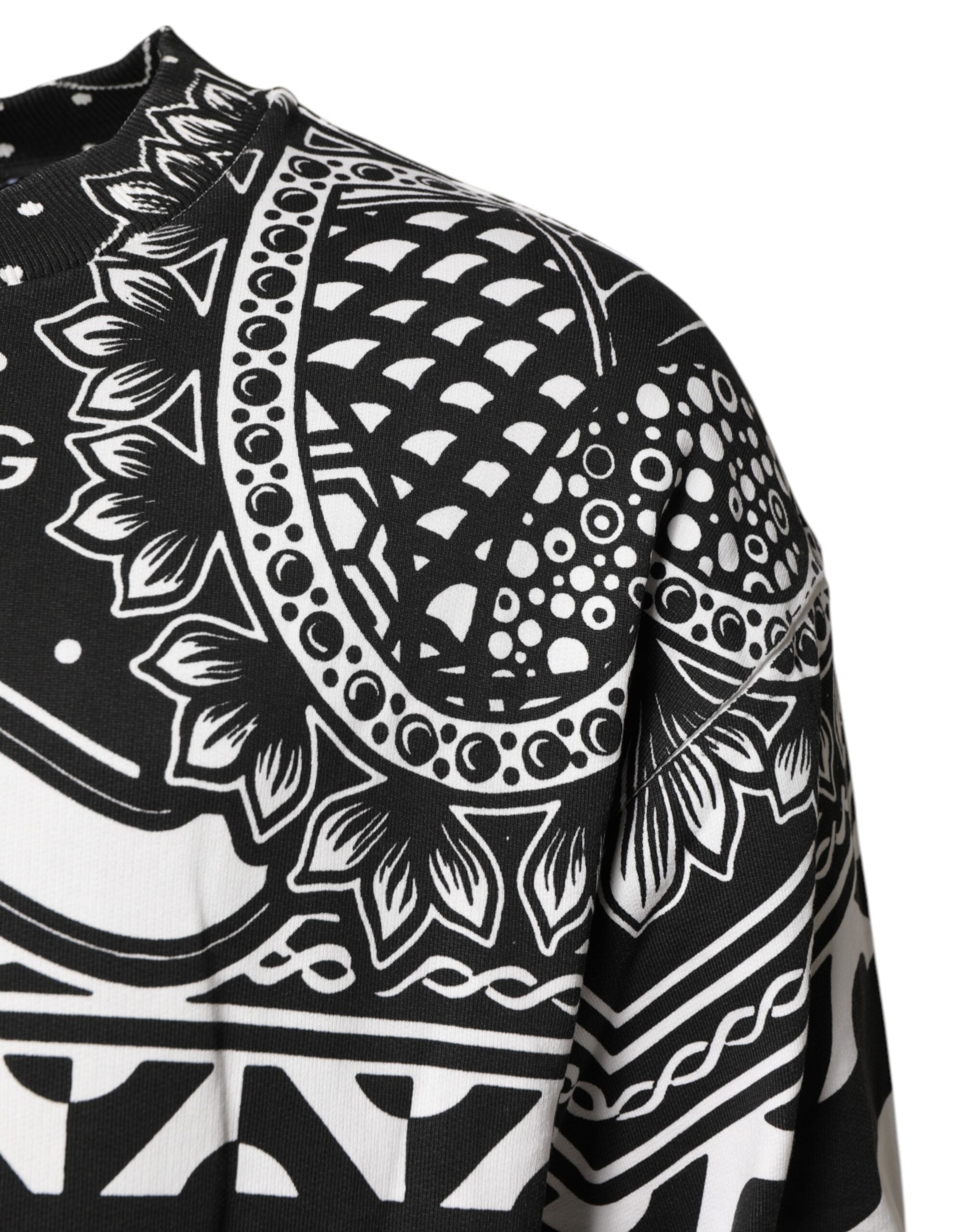 Dolce & Gabbana Black White Bandana Cotton Men Sweatshirt Men's Sweater
