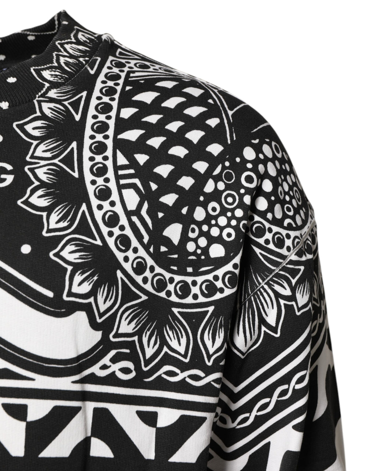 Dolce & Gabbana Black White Bandana Cotton Men Sweatshirt Men's Sweater