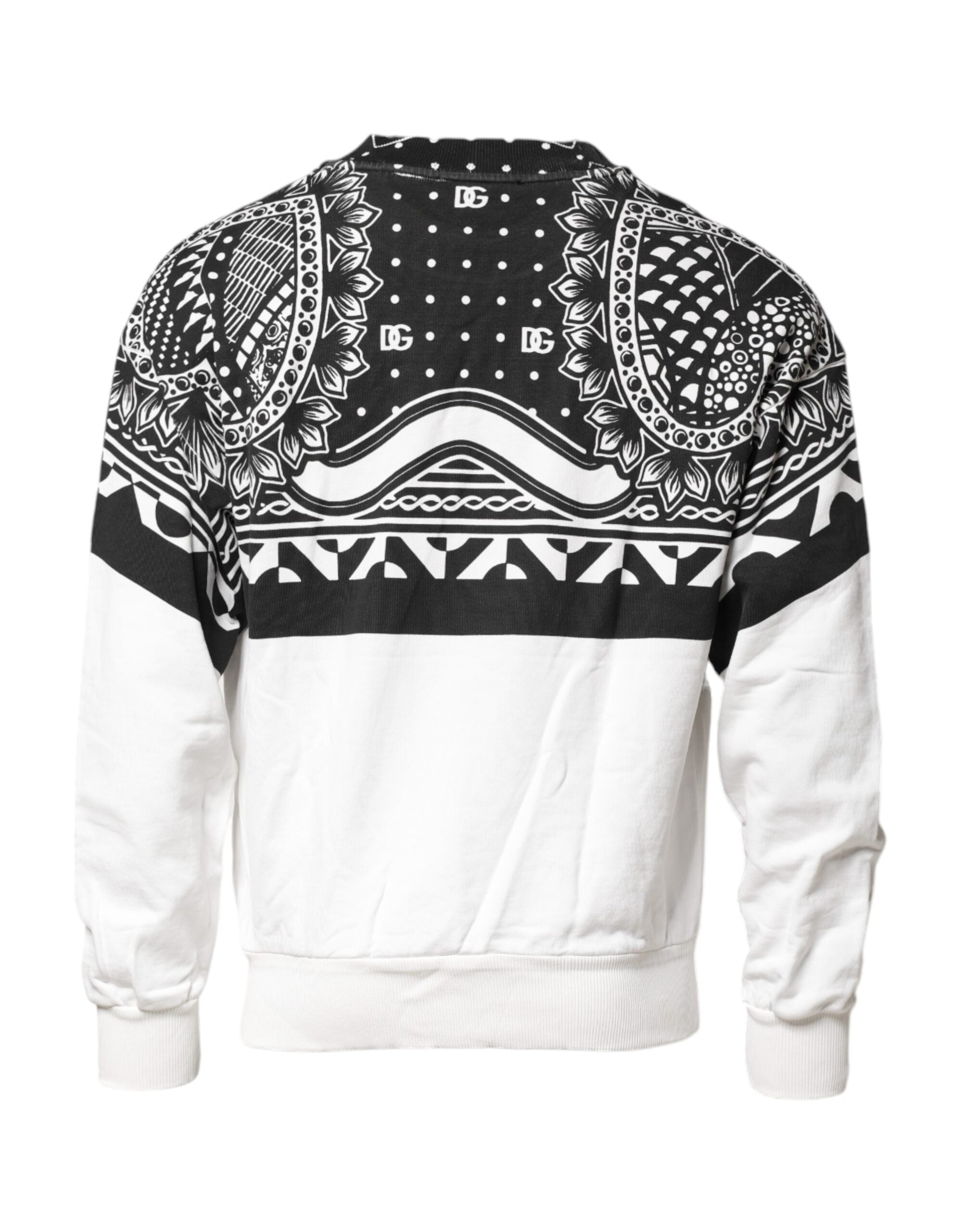 Dolce & Gabbana Black White Bandana Cotton Men Sweatshirt Men's Sweater