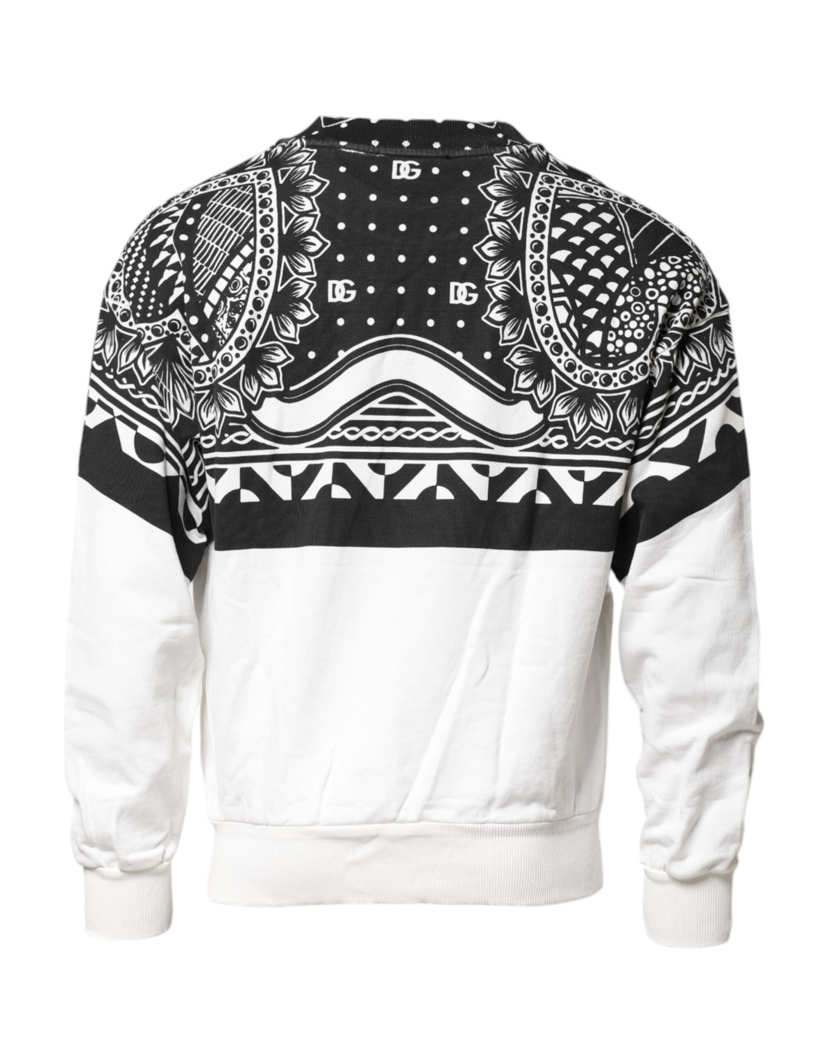 Dolce & Gabbana Black White Bandana Cotton Men Sweatshirt Men's Sweater