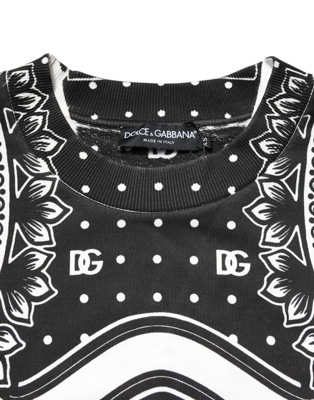 Dolce & Gabbana Black White Bandana Cotton Men Sweatshirt Men's Sweater