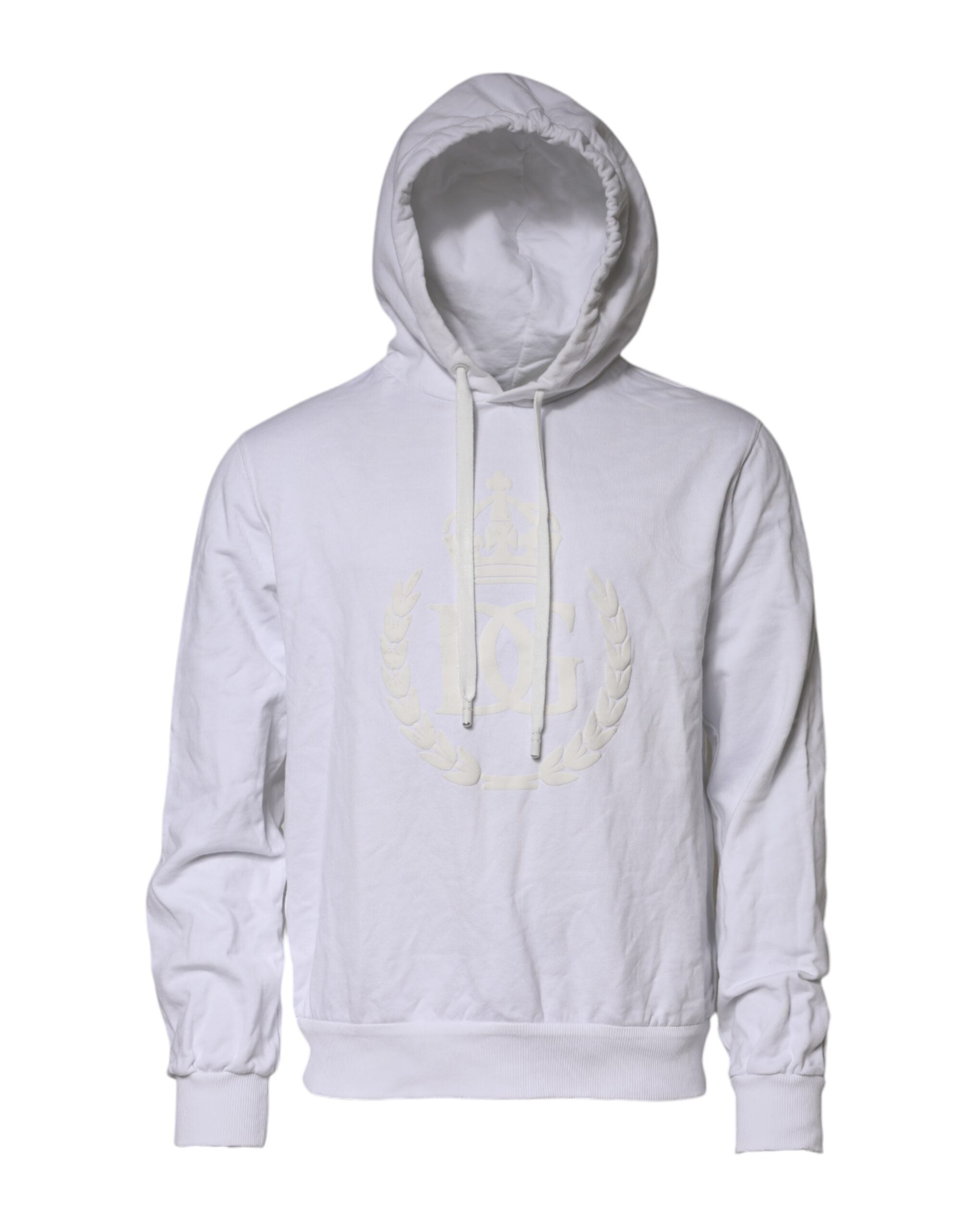 Dolce & Gabbana White Embossed Logo Hooded Sweatshirt Men's Sweater (Pre-Owned)