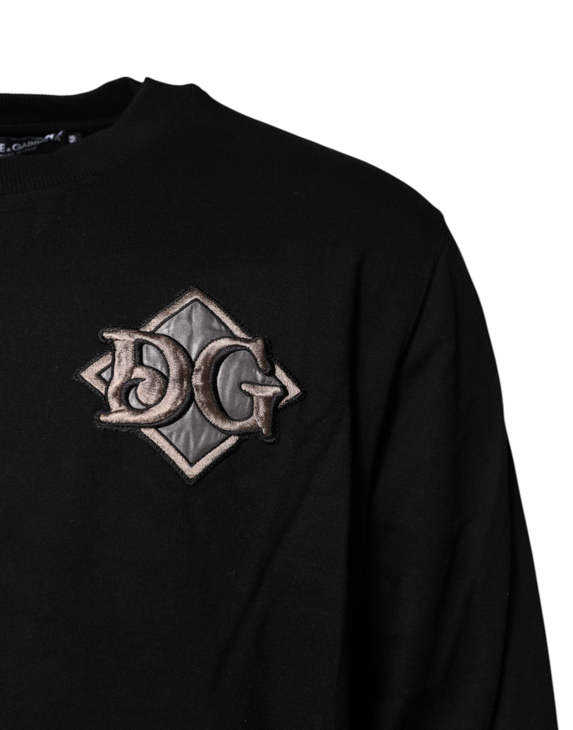 Dolce & Gabbana Black Logo Embroidery Sweatshirt Men's Sweater