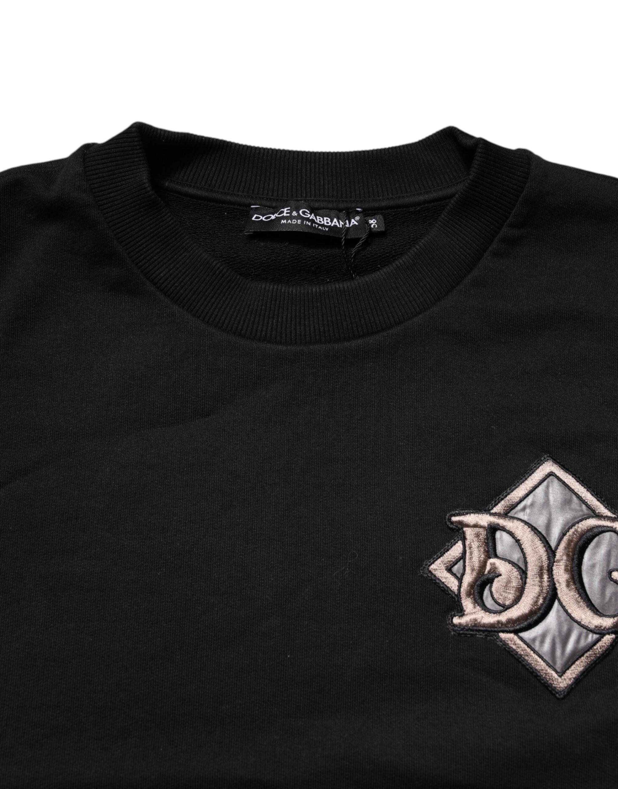 Dolce & Gabbana Black Logo Embroidery Sweatshirt Men's Sweater