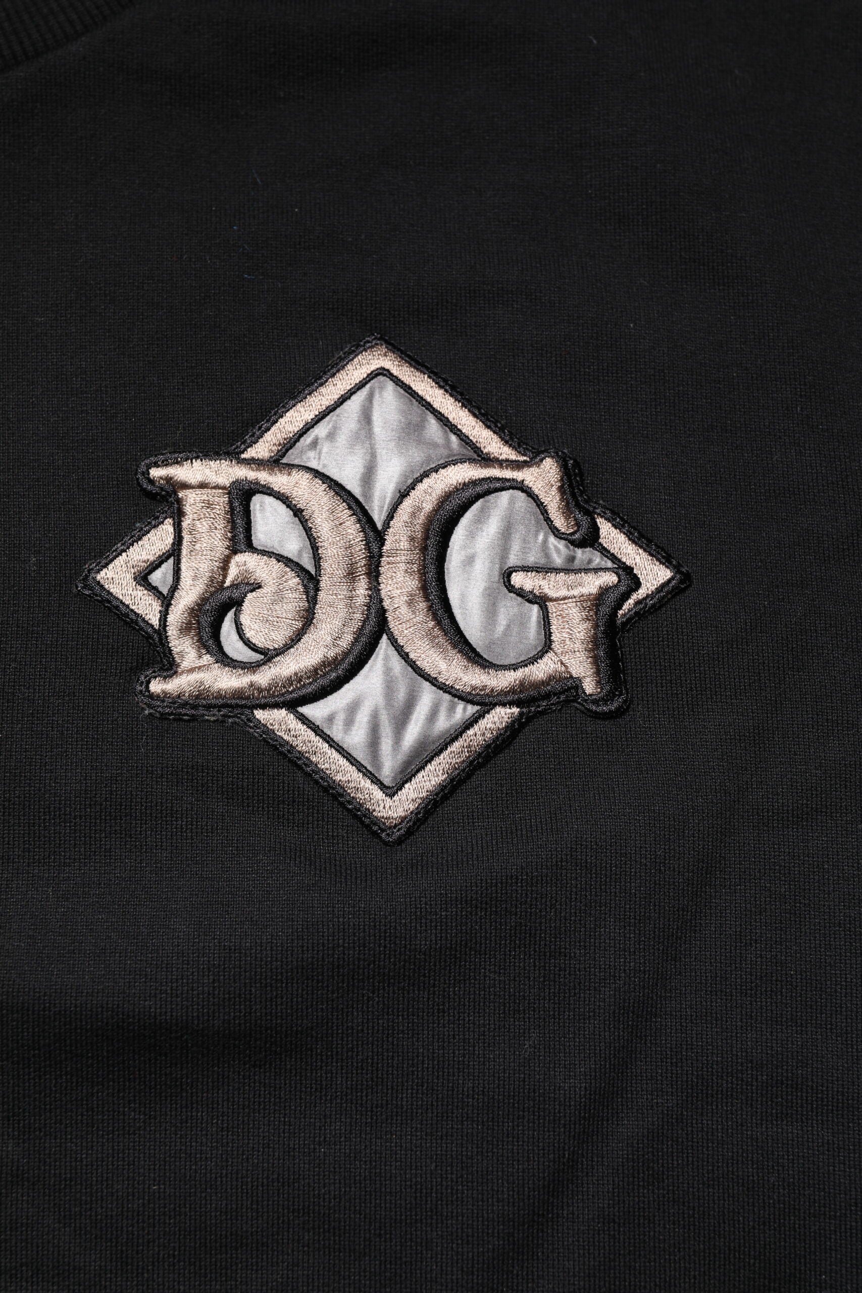Dolce & Gabbana Black Logo Embroidery Sweatshirt Men's Sweater