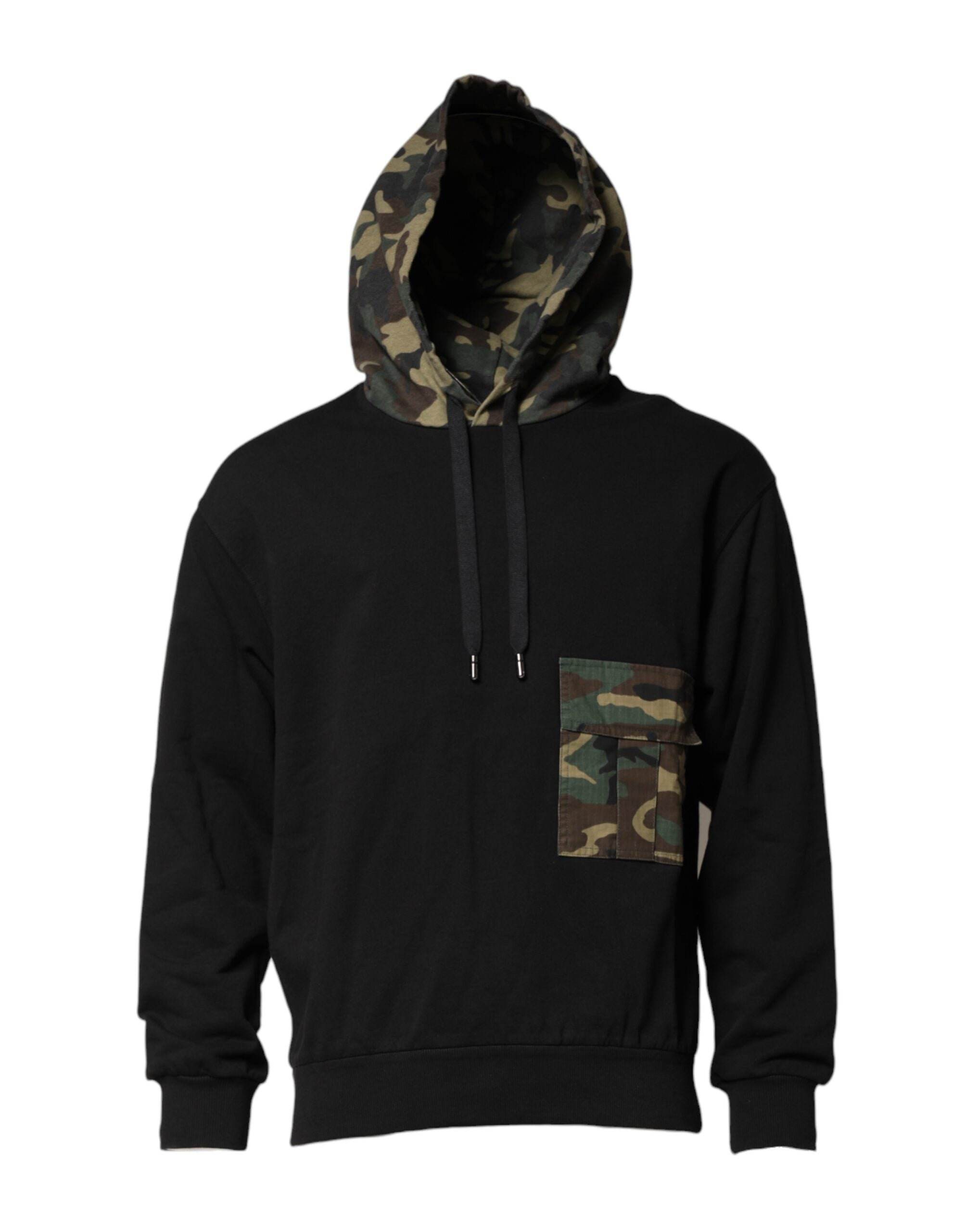 Dolce & Gabbana Black Camouflage Hooded Sweatshirt Men's Sweater