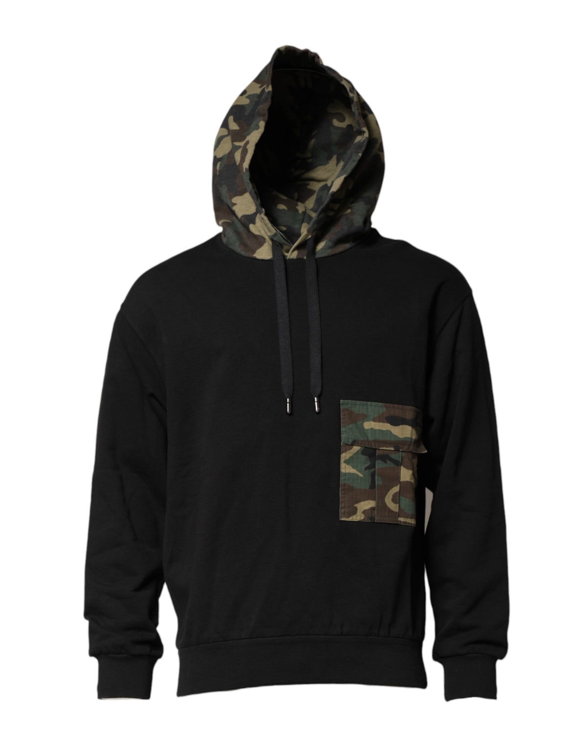 Dolce & Gabbana Black Camouflage Hooded Sweatshirt Men's Sweater