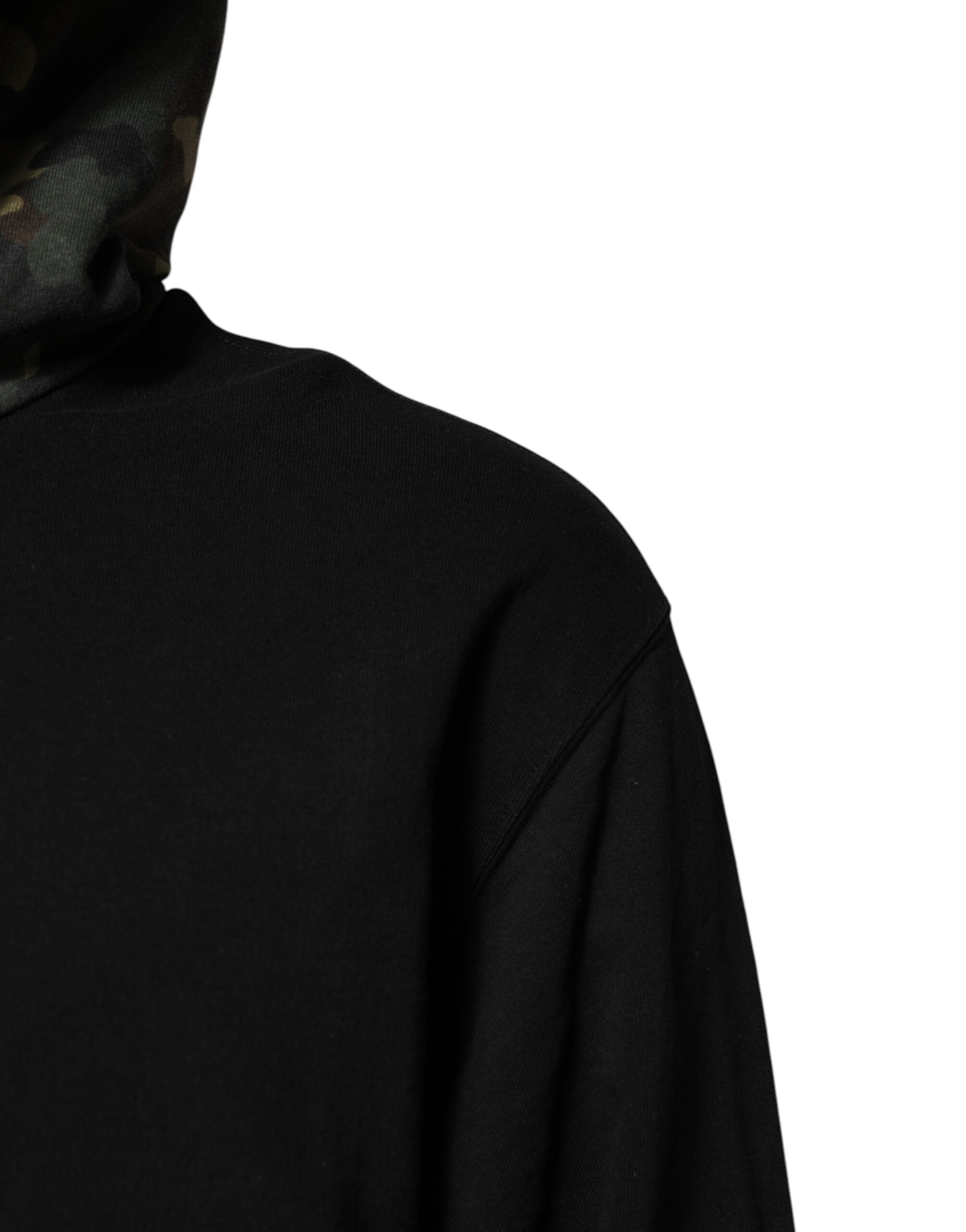 Dolce & Gabbana Black Camouflage Hooded Sweatshirt Men's Sweater