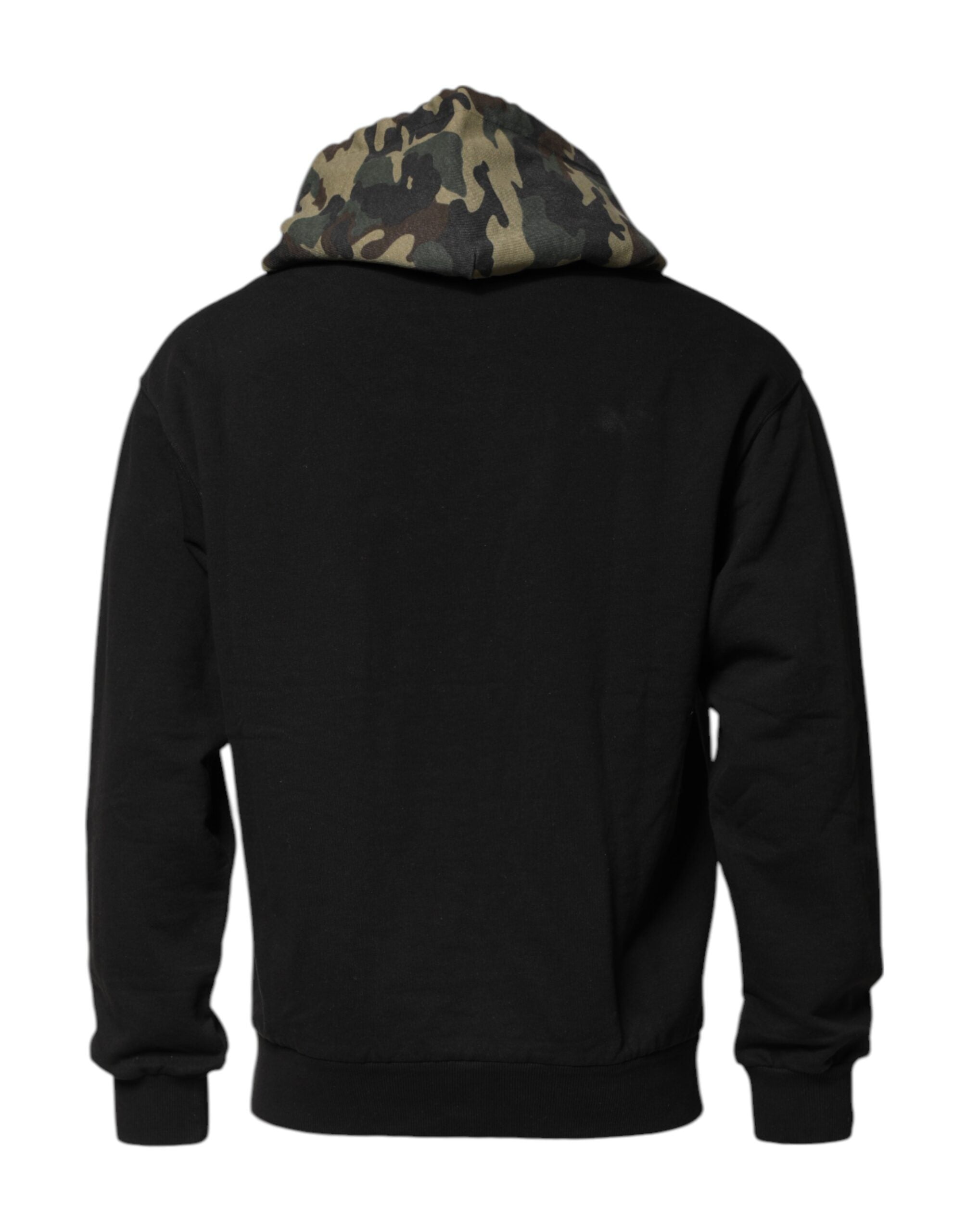 Dolce & Gabbana Black Camouflage Hooded Sweatshirt Men's Sweater