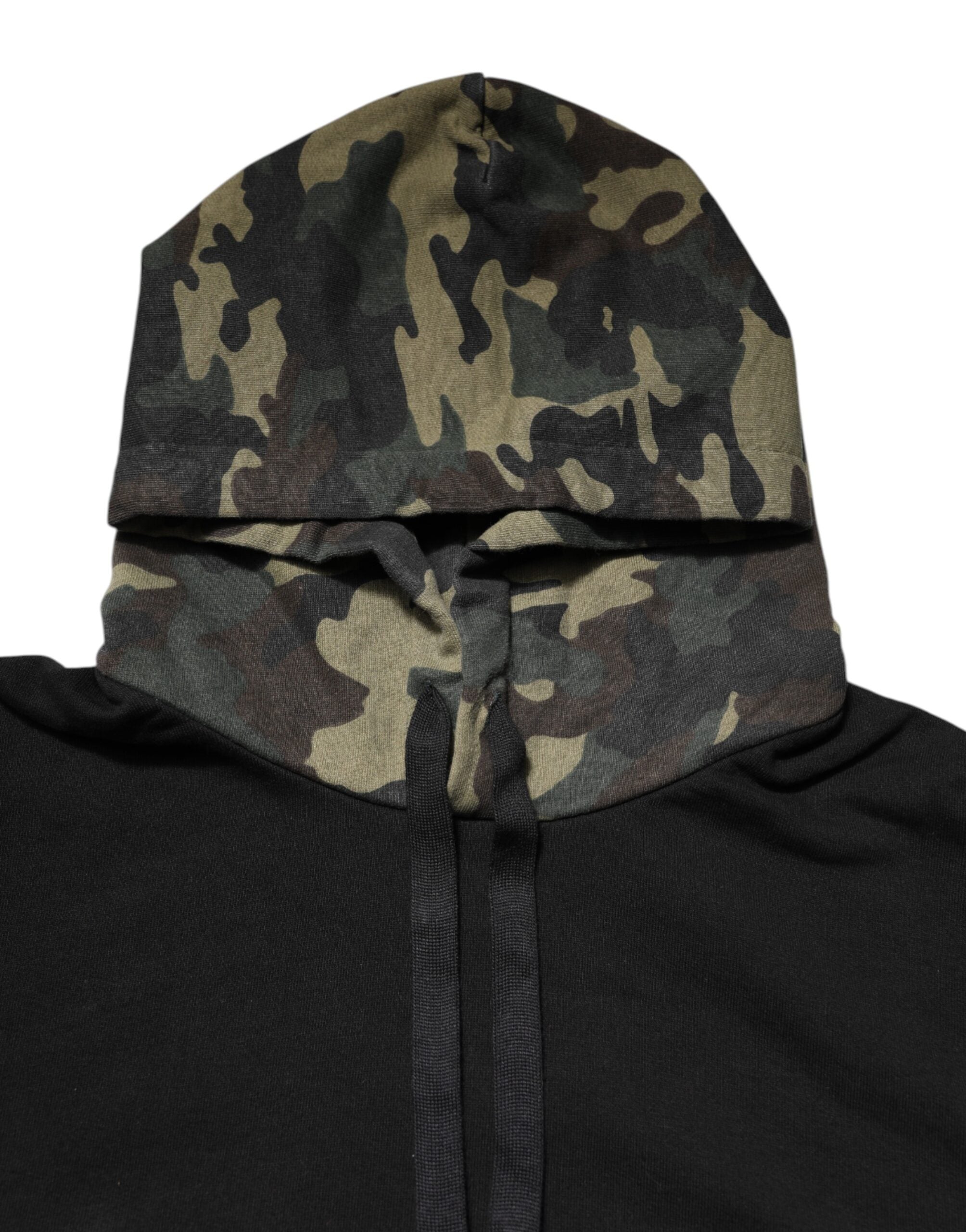 Dolce & Gabbana Black Camouflage Hooded Sweatshirt Men's Sweater