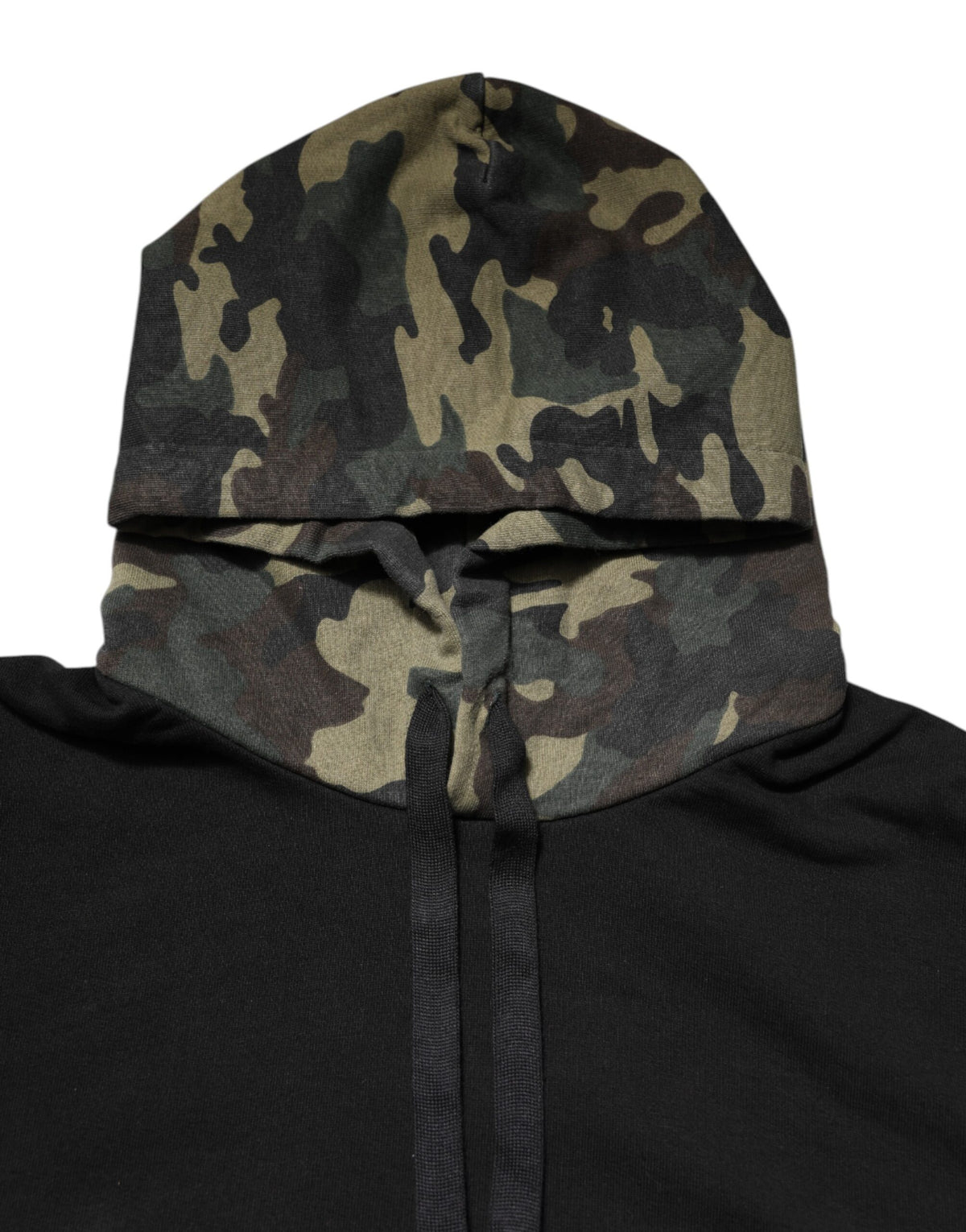 Dolce & Gabbana Black Camouflage Hooded Sweatshirt Men's Sweater