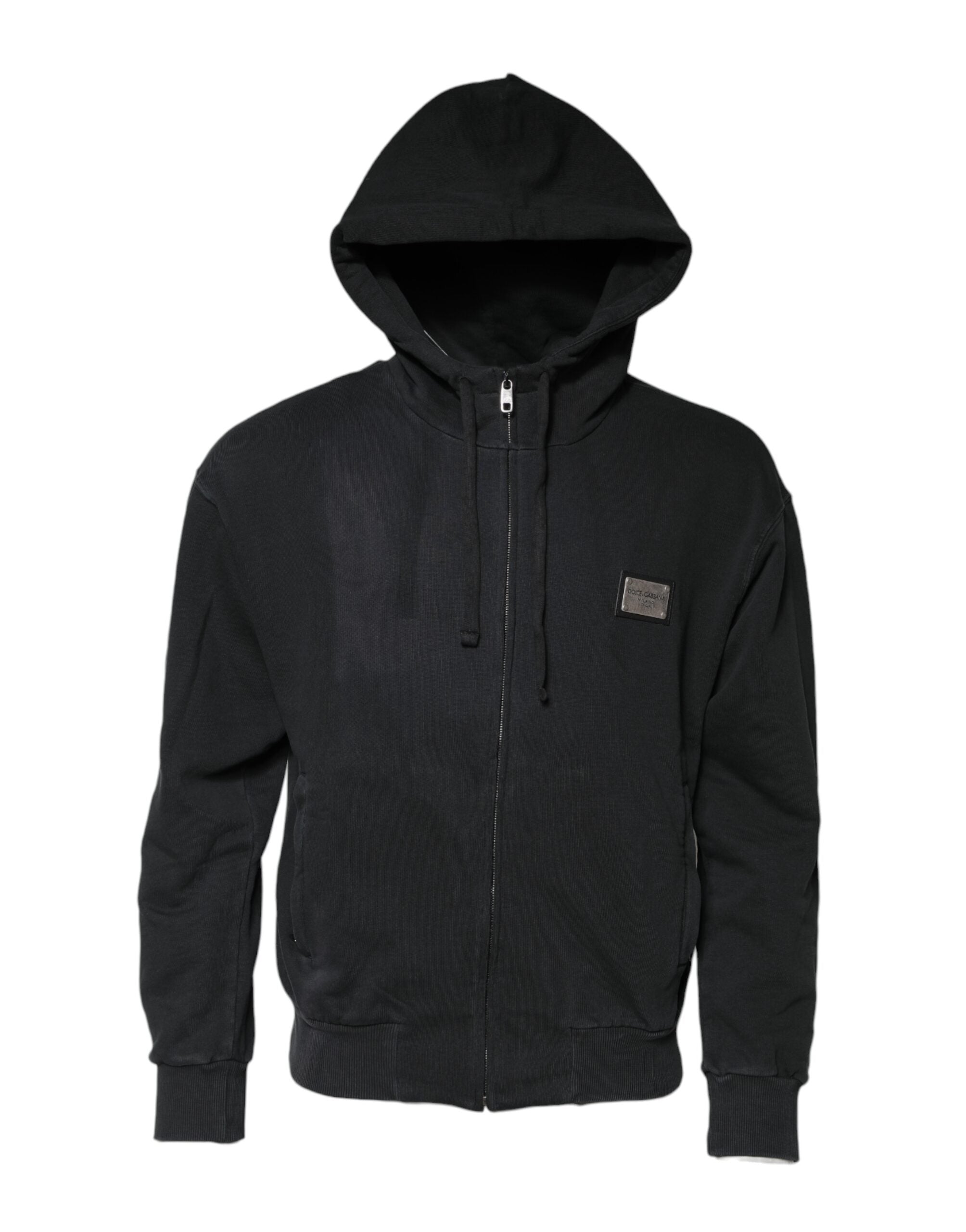 Dolce & Gabbana Black Logo Full Zip Hooded Men Sweatshirt Men's Sweater (Pre-Owned)