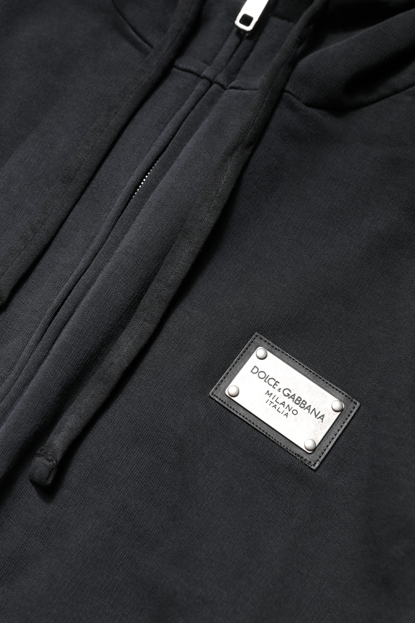 Dolce & Gabbana Black Logo Full Zip Hooded Men Sweatshirt Men's Sweater (Pre-Owned)