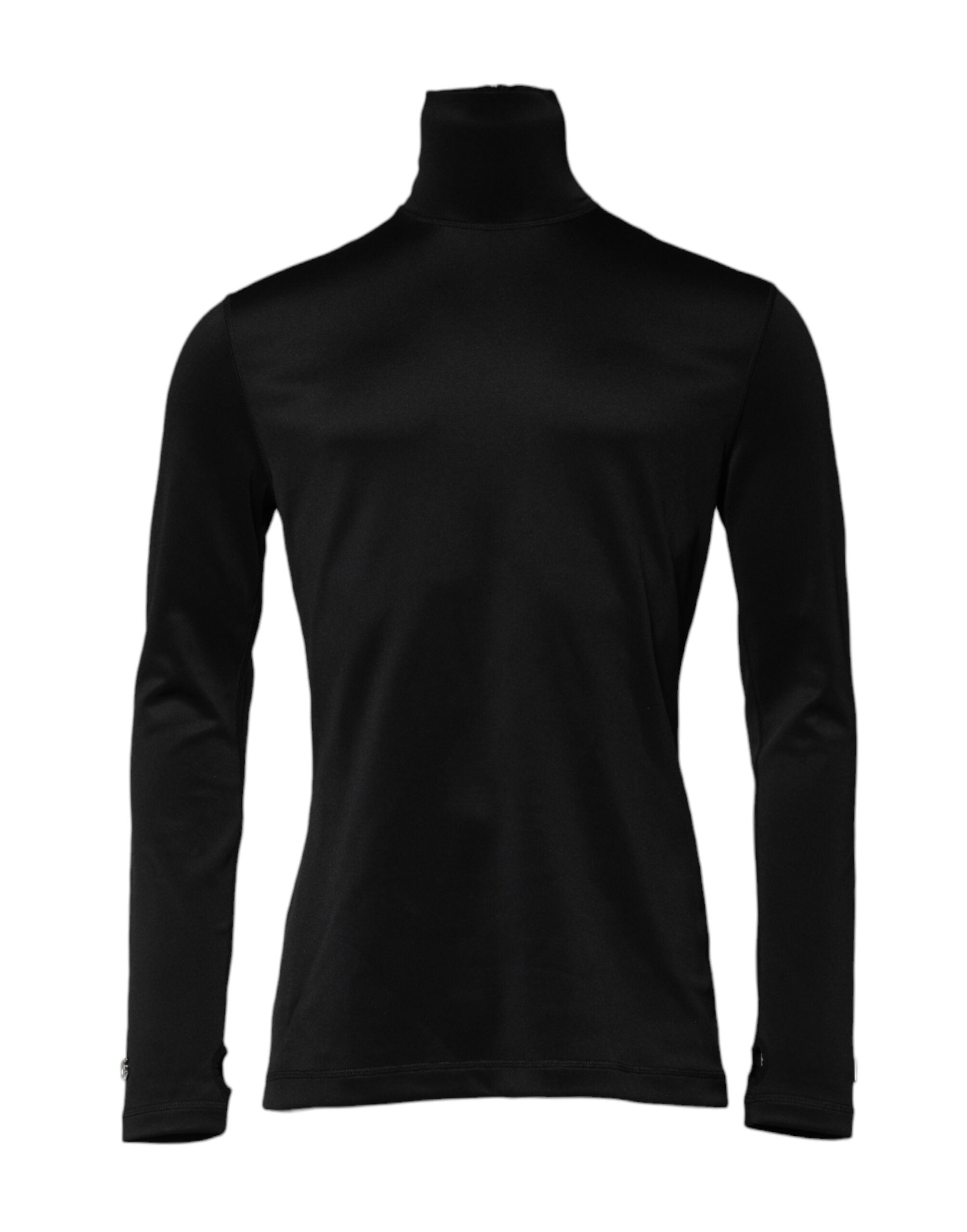 Dolce & Gabbana Black Polyester Turtleneck Pullover Men's Sweater