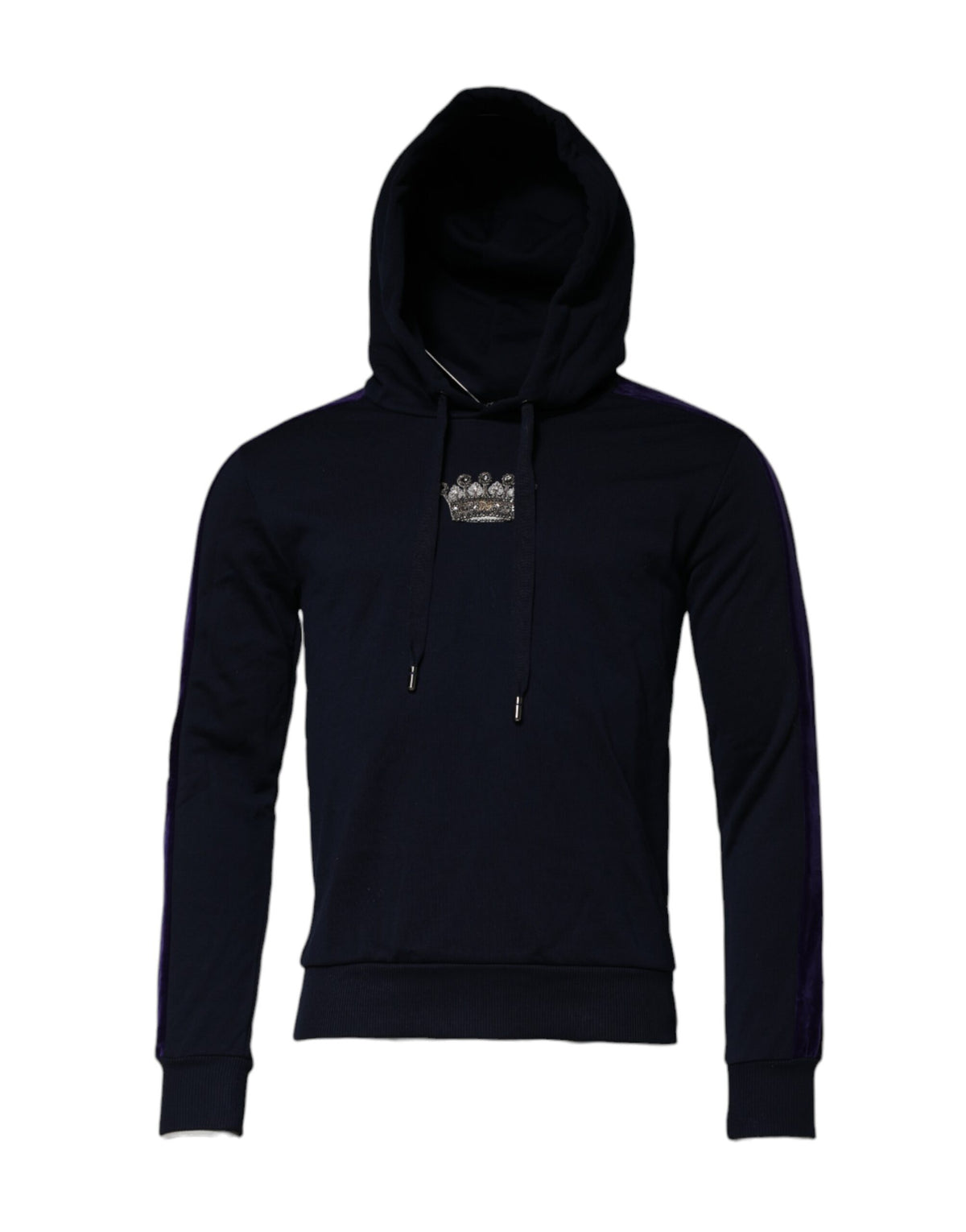 Dolce & Gabbana Black Crown Cotton Hooded Sweatshirt Men's Sweater