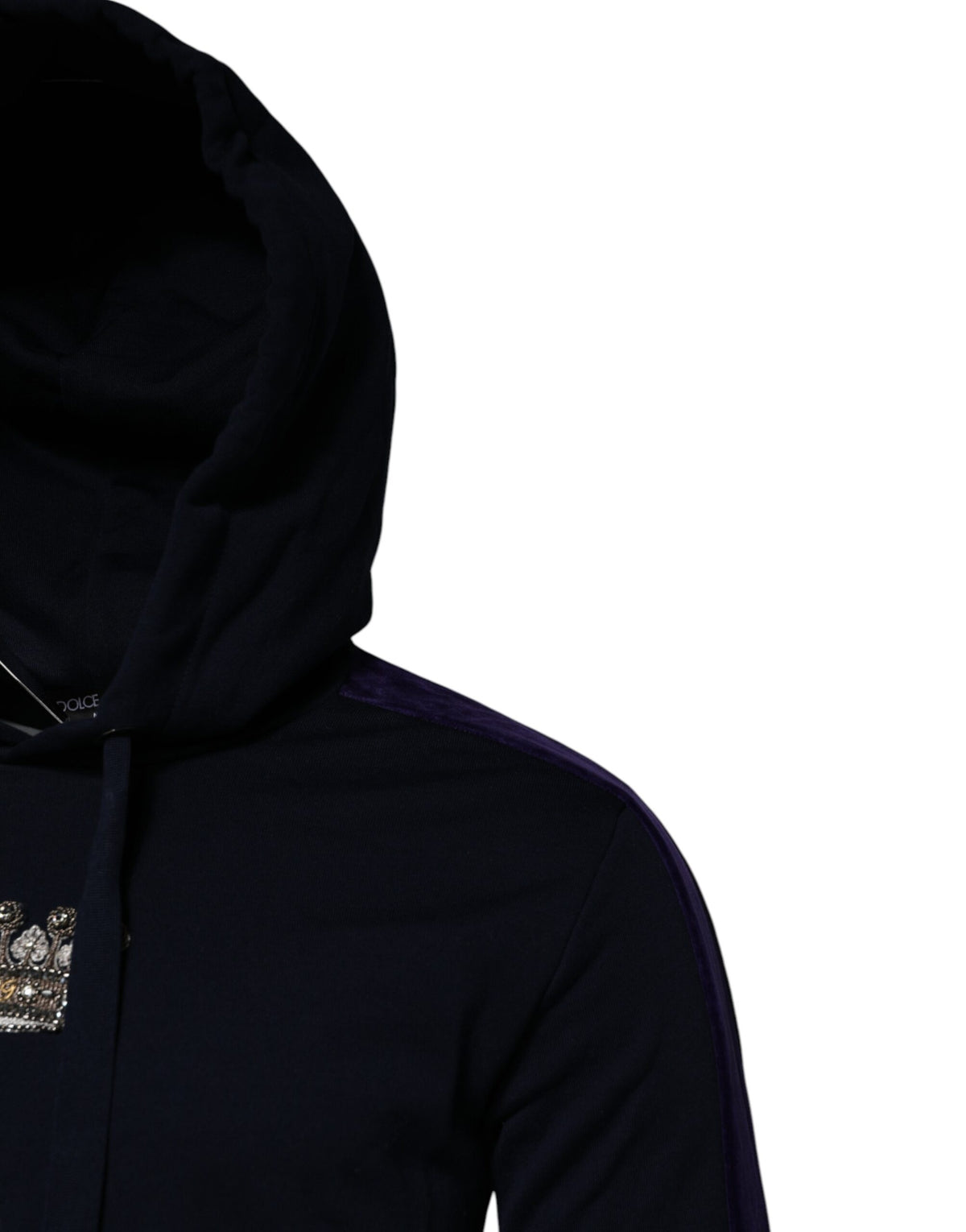 Dolce & Gabbana Black Crown Cotton Hooded Sweatshirt Men's Sweater