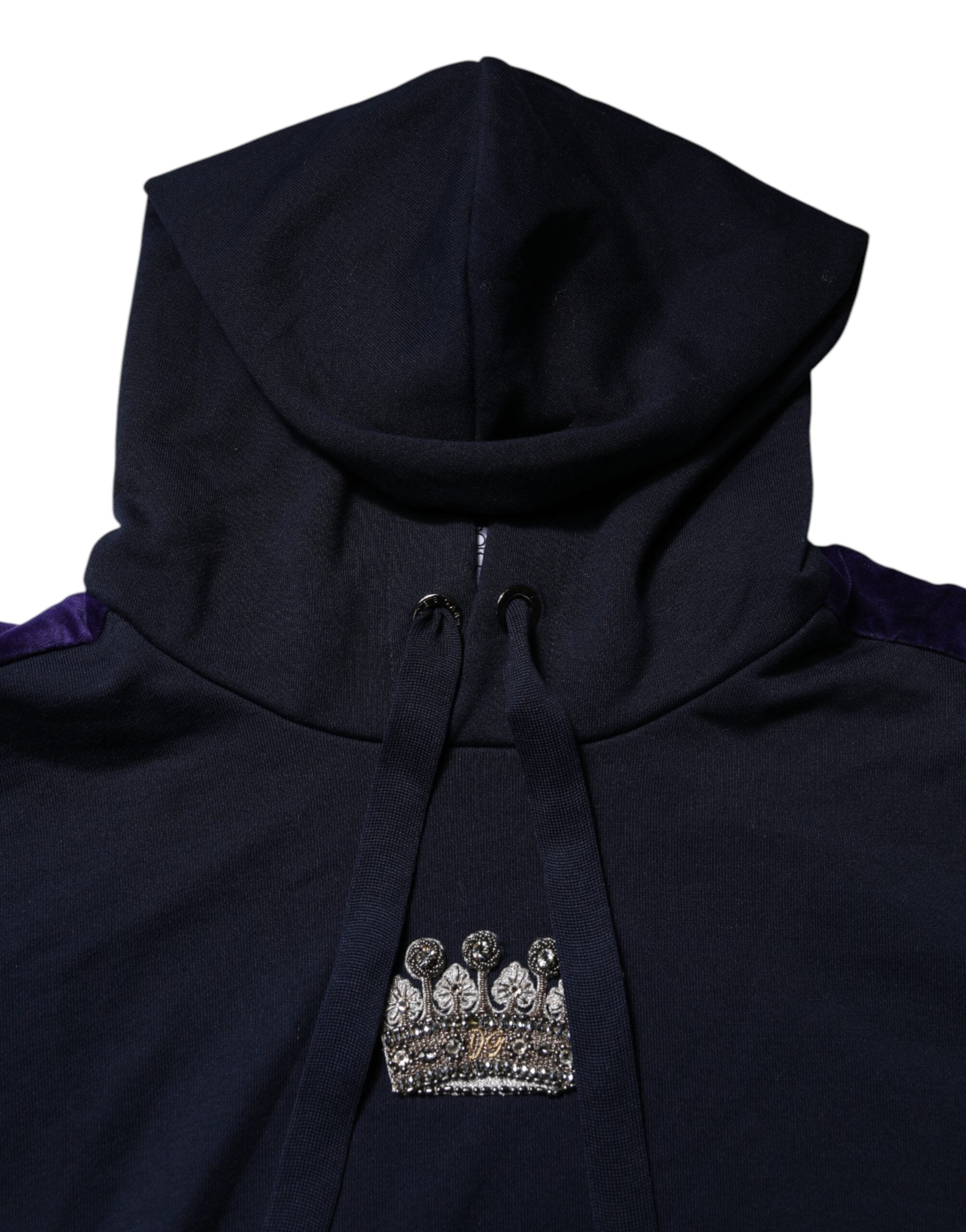 Dolce & Gabbana Black Crown Cotton Hooded Sweatshirt Men's Sweater