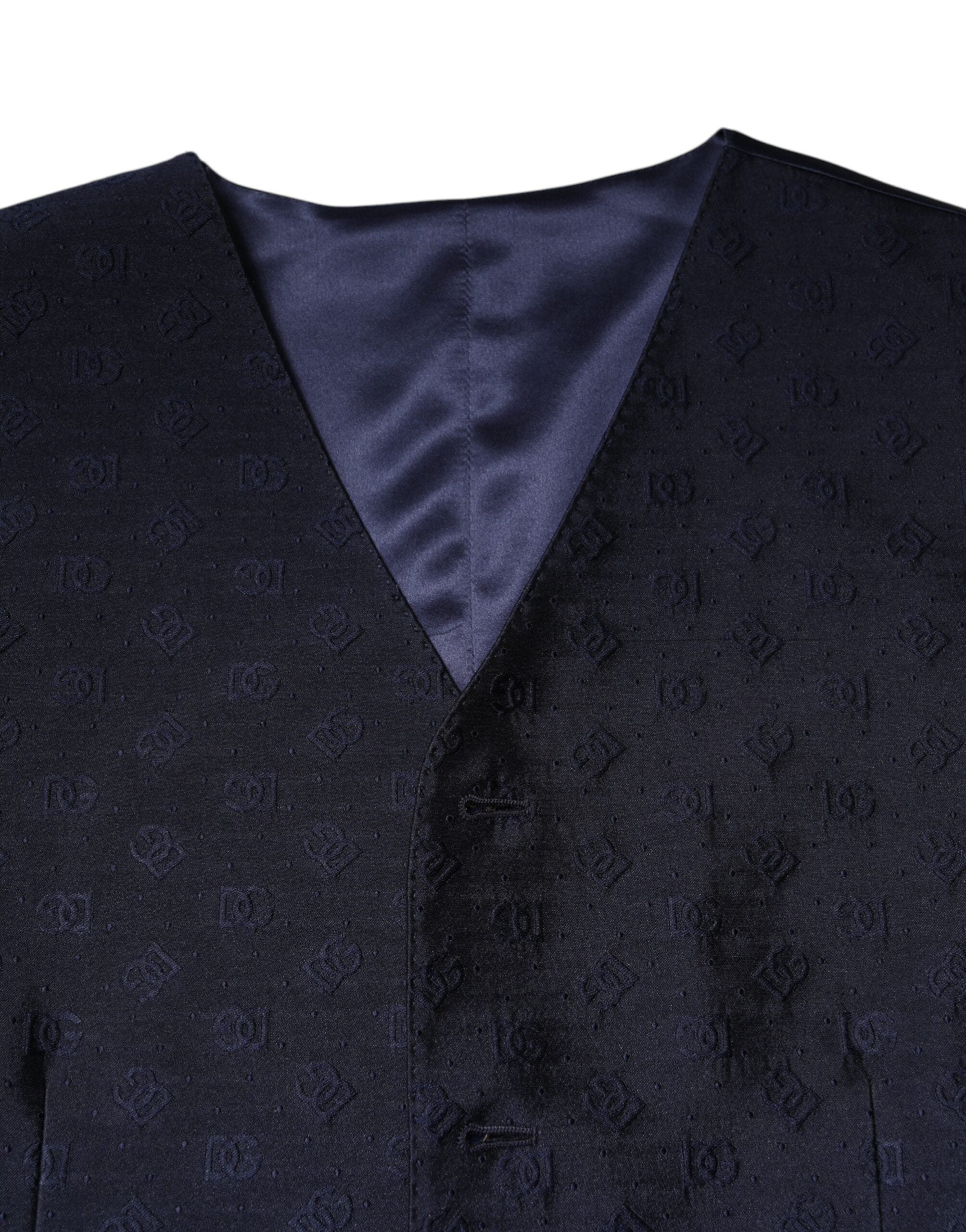 Dolce & Gabbana Dark Blue Logo Wool Formal Men Waistcoat Men's Vest
