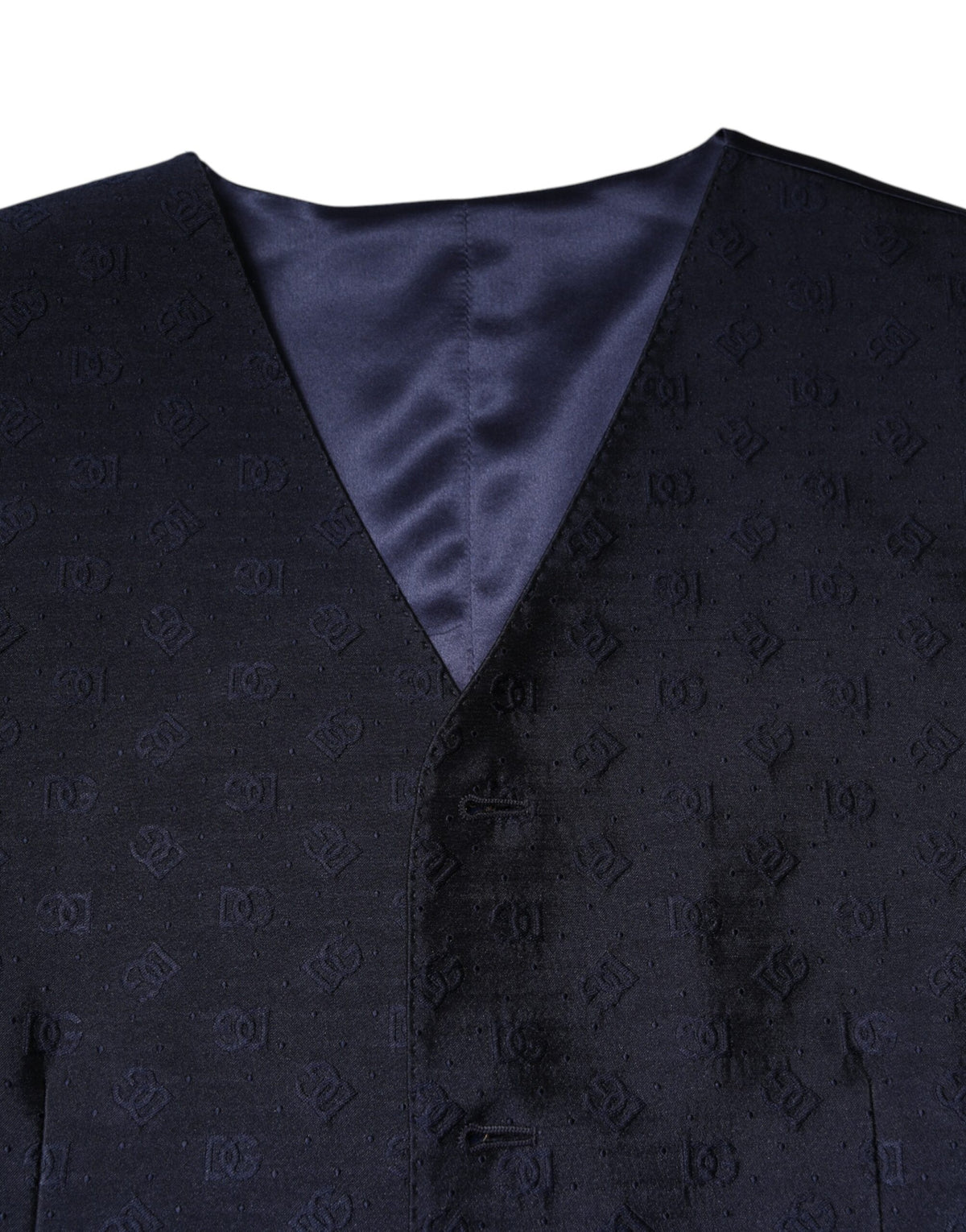 Dolce & Gabbana Dark Blue Logo Wool Formal Men Waistcoat Men's Vest