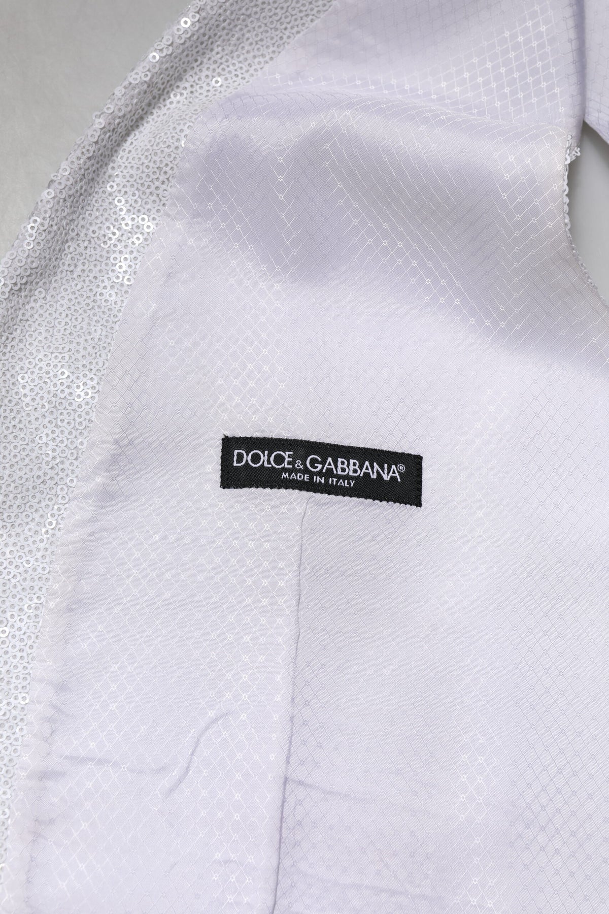 Dolce & Gabbana White Sequined Dress Formal Waistcoat Men's Vest