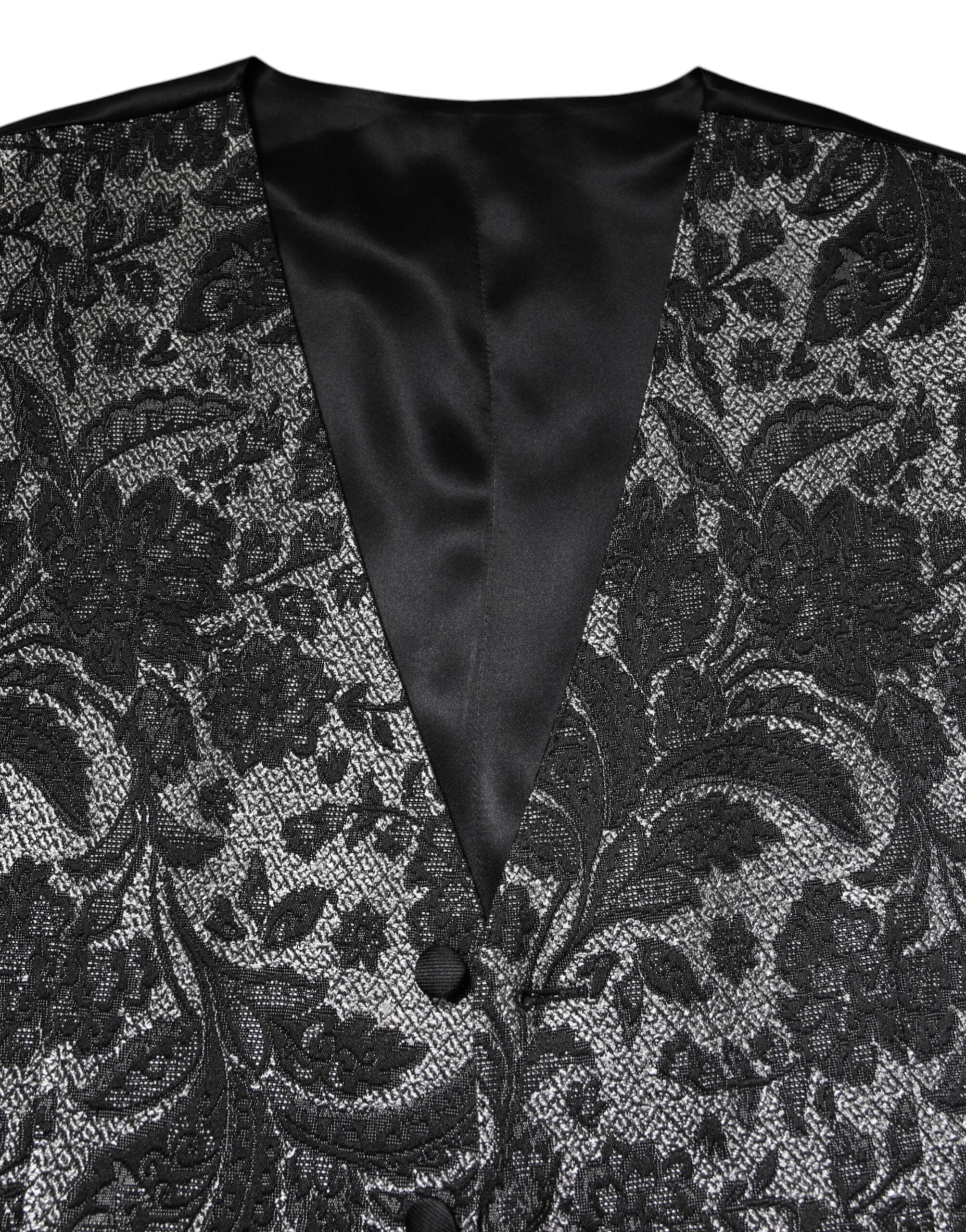 Dolce & Gabbana Black Gray Brocade Formal Men Waistcoat Men's Vest