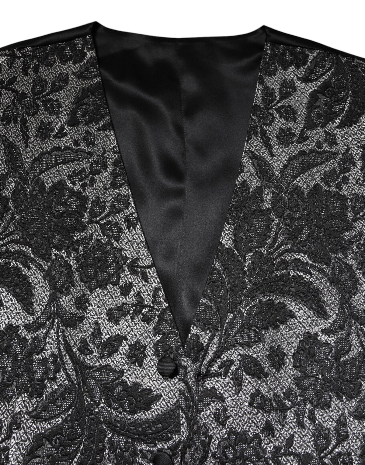 Dolce & Gabbana Black Gray Brocade Formal Men Waistcoat Men's Vest