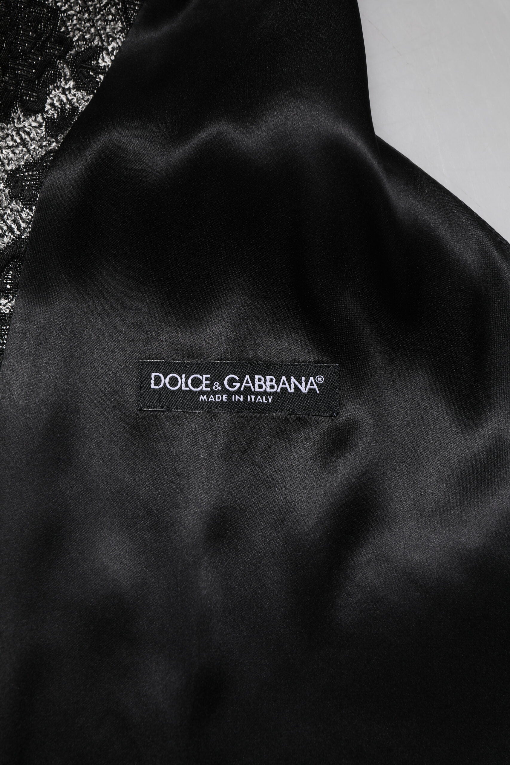 Dolce & Gabbana Black Gray Brocade Formal Men Waistcoat Men's Vest