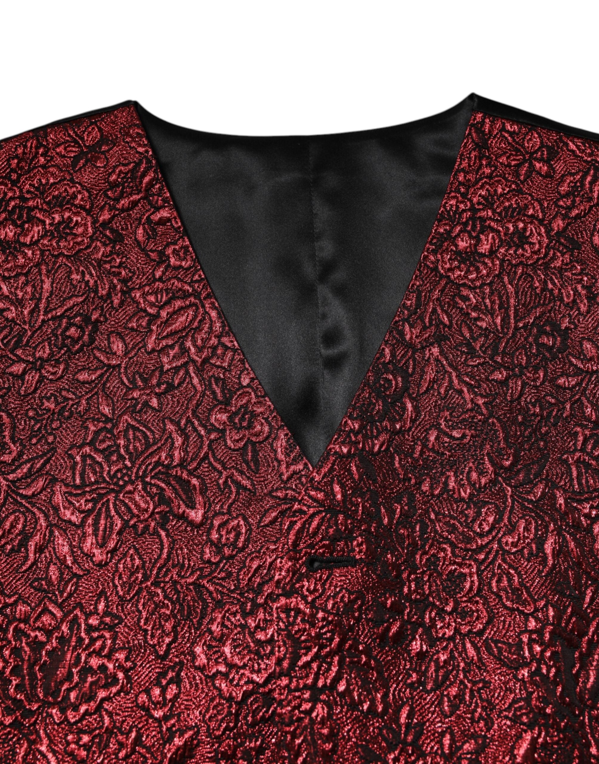 Dolce & Gabbana Red Floral Brocade Formal Men Waistcoat Men's Vest