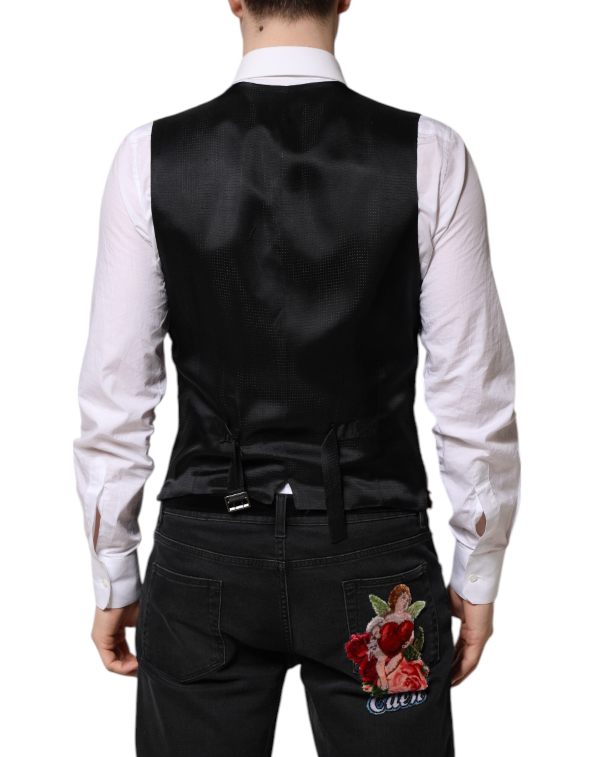 Dolce & Gabbana Red Sequined Dress Formal Men Waistcoat Men's Vest