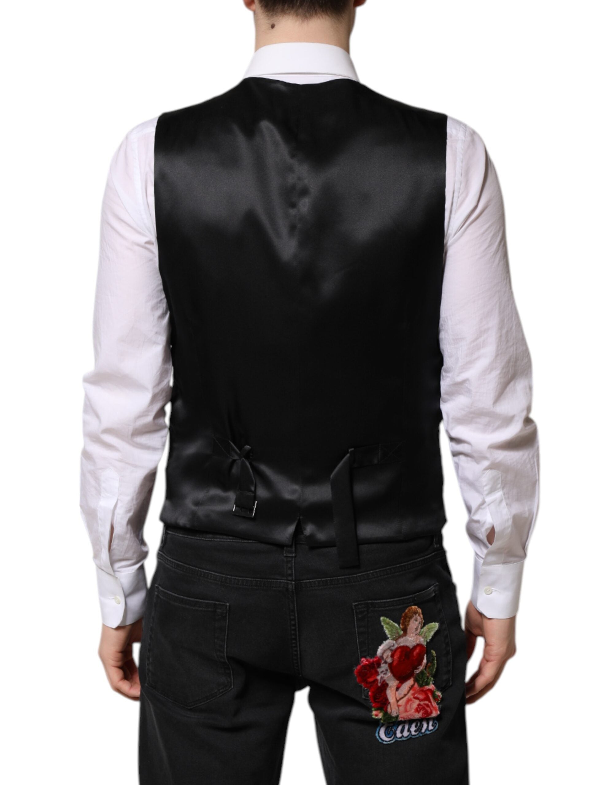 Dolce & Gabbana Pink Floral Satin Formal Men Waistcoat Men's Vest